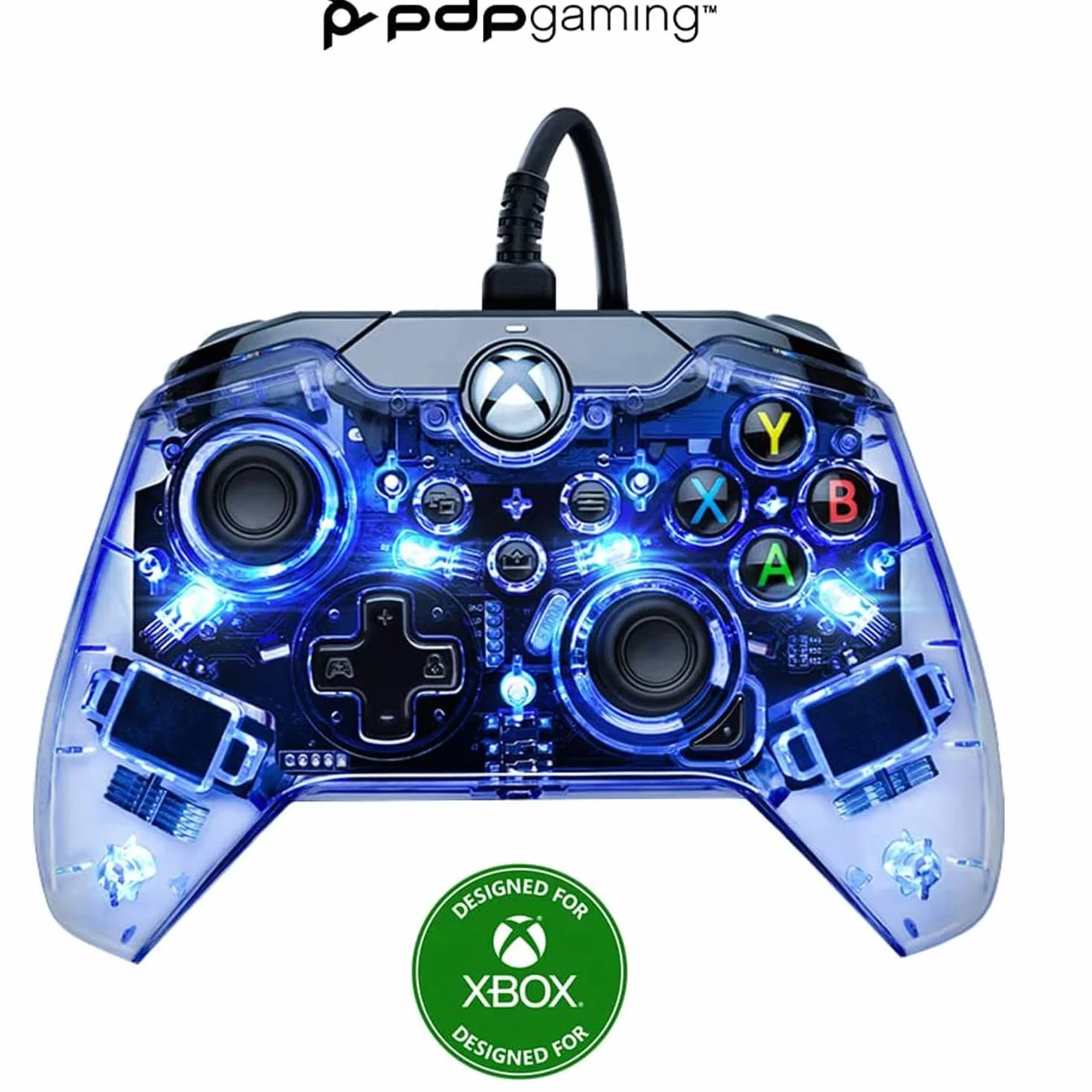 PDP Przewodowy kontroler gier Afterglow LED RGB Hue USB Sterowanie dźwiękiem Podwójny wibracyjny gamepad Xbox Series X|S Xbox One PC