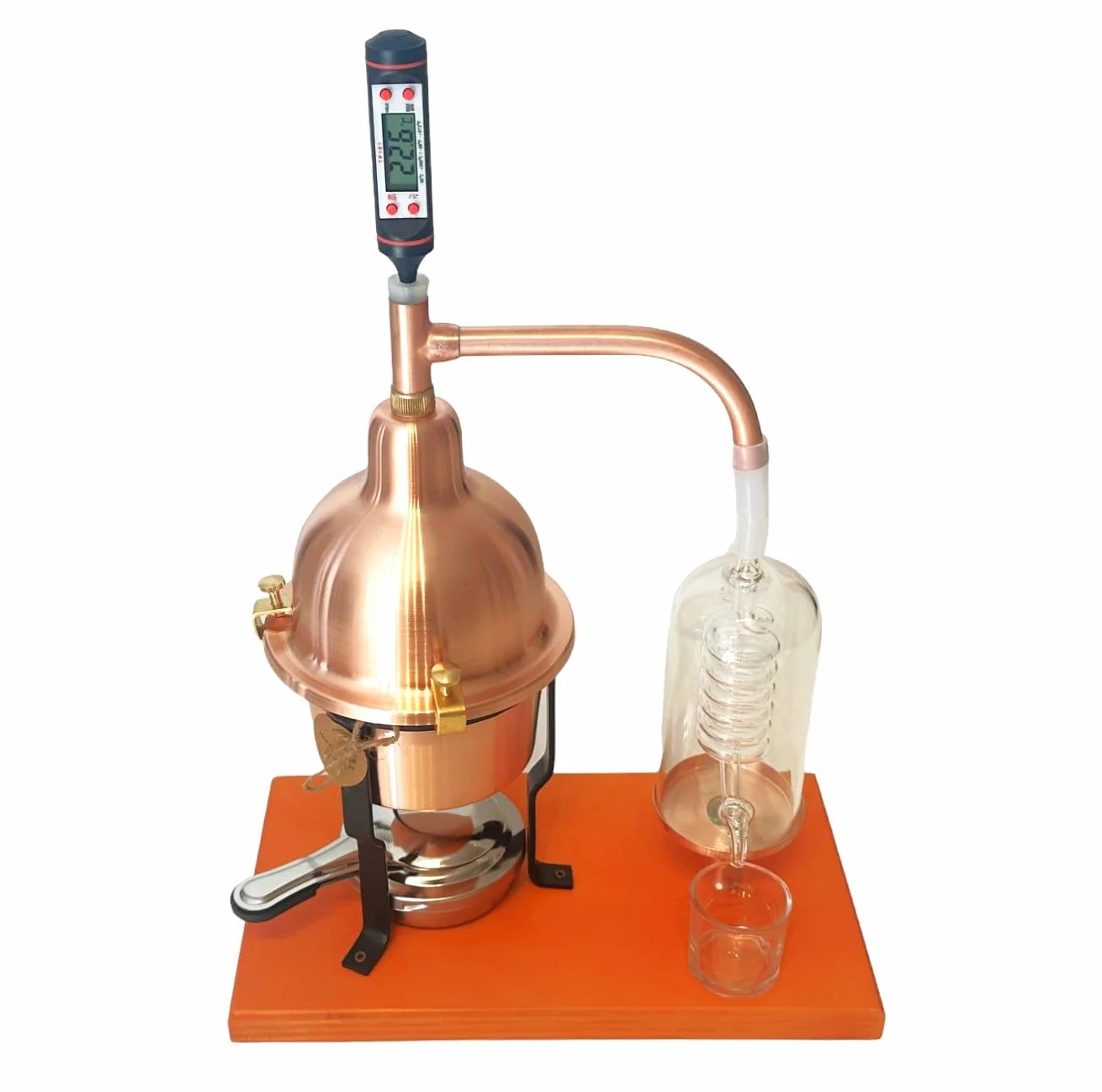 CAFA Czeski szklany destylator miedziany alembik szklany cewka 0,6 l