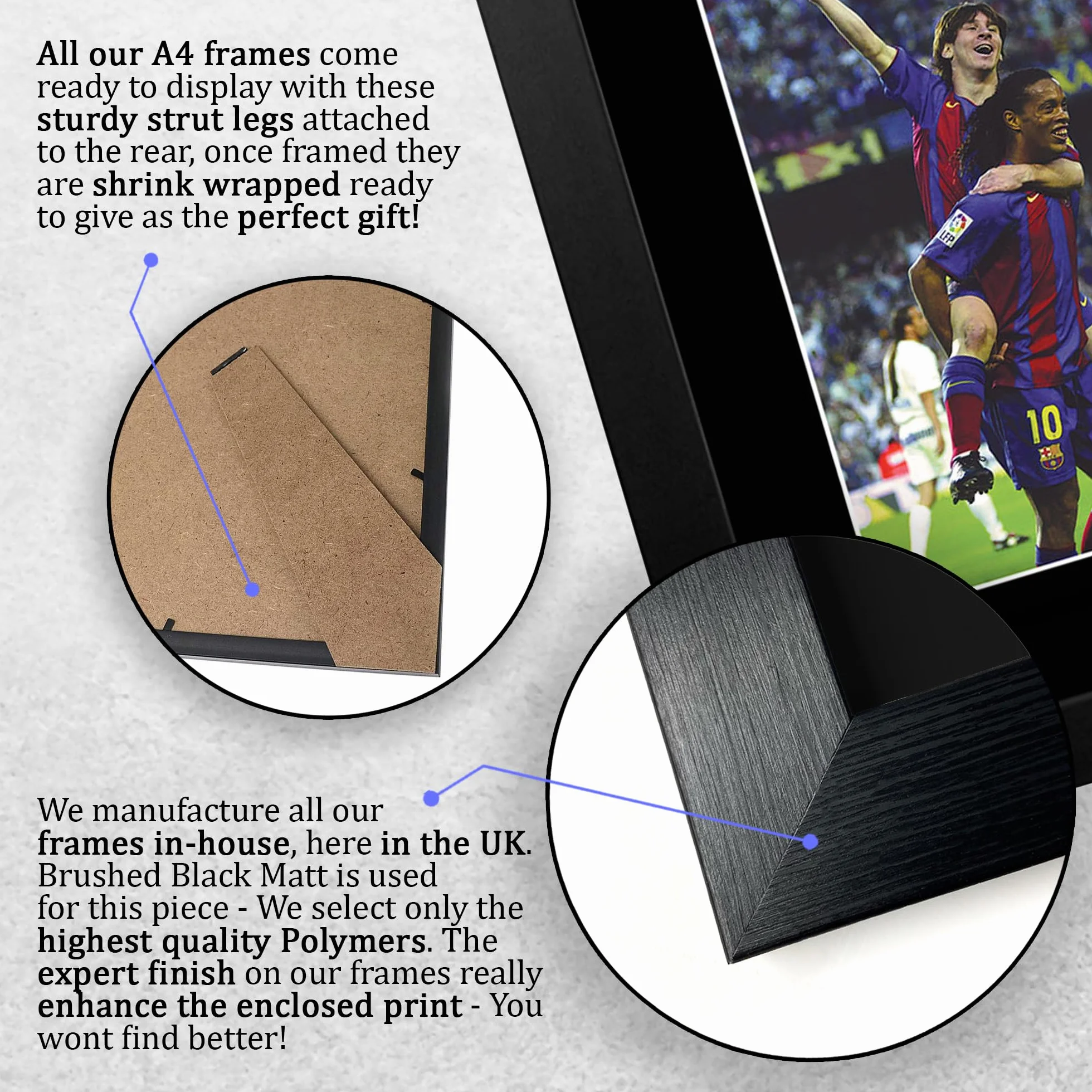 Lionel Messi Ronaldinho Barcelona Podpisane Zdjęcie Z Autografem A4 Oprawione