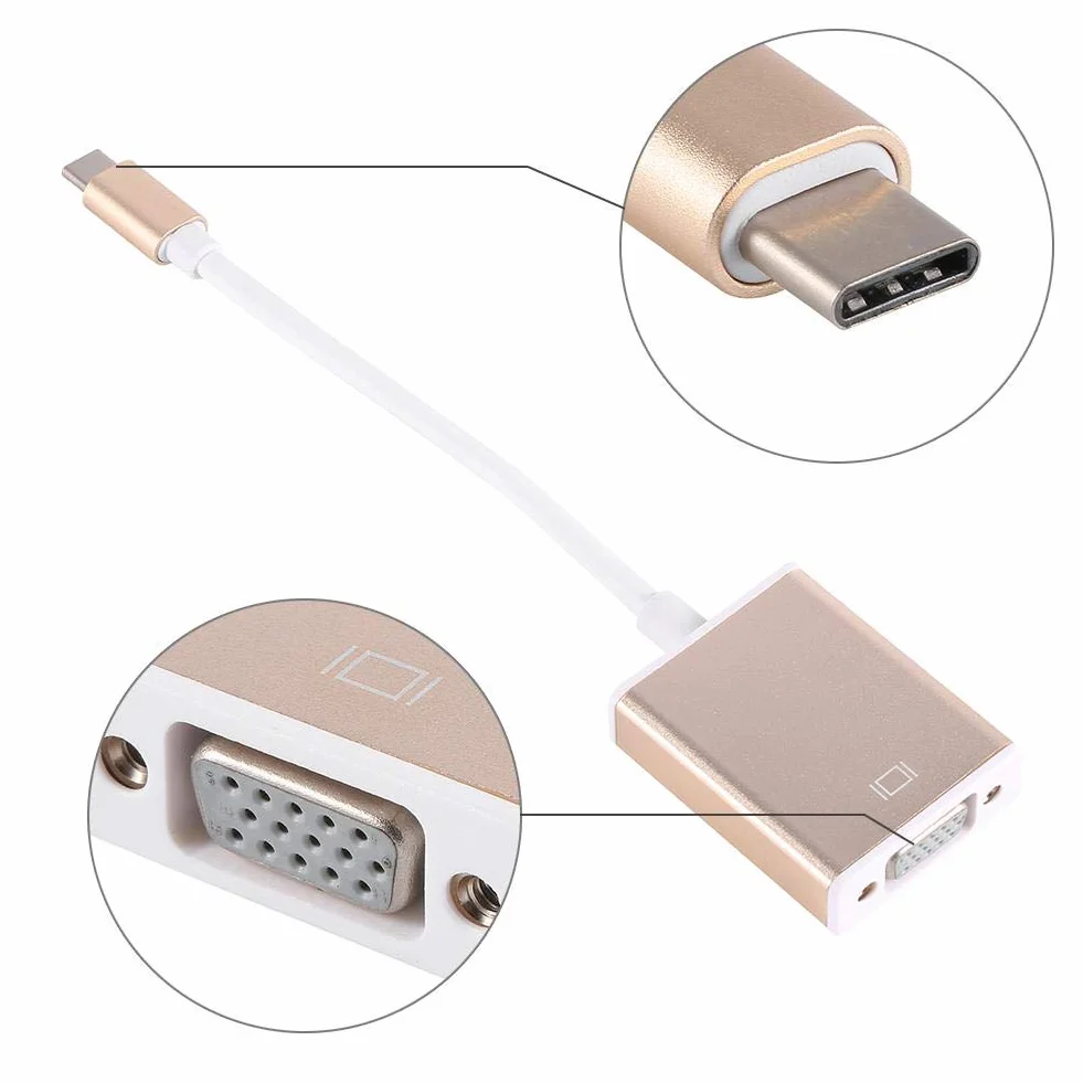 VBESTLIFE USB 3.1 typu C przełączany na adapter wieloportowy VGA dla nowego Macbooka 12 cali (srebrny)