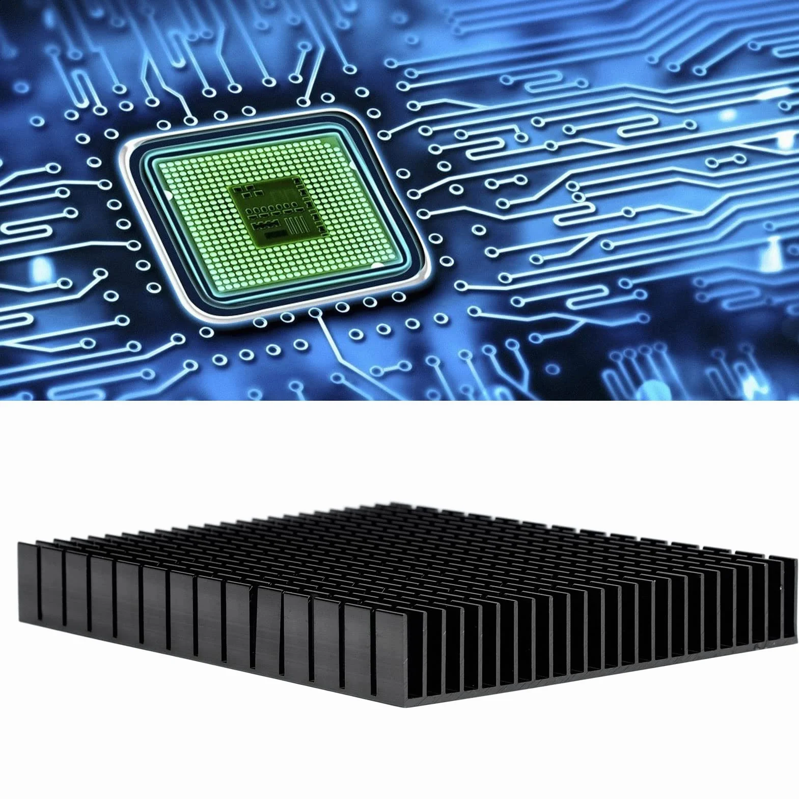 Radiator Aluminiowy Radiator Chłodnica Aluminiowa Radiator Chłodzący 150X120X20Mm dla Wzmacniacza Procesora Radiator Chłodzący Pcb (BLACK)