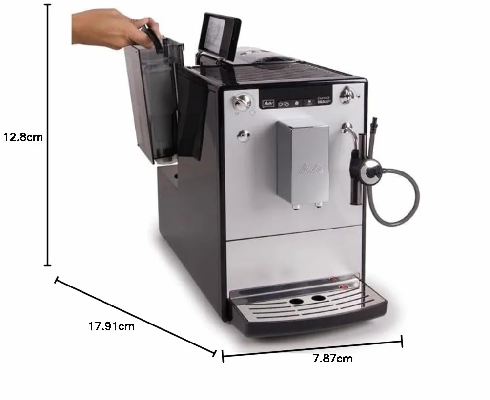 Melitta SOLO & Perfect Milk E957-103, w pełni automatyczny ekspres do kawy Bean to Cup, automatyczny ekspres do cappuccino, srebrny