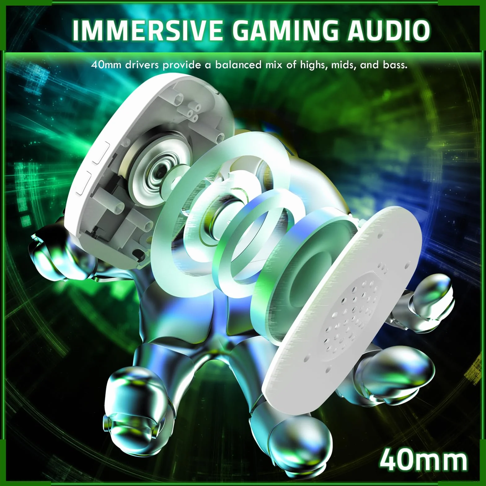 ATTACK SHARK L80PRO Bezprzewodowy Headset Gamingowy 3D Surround 40 mm 2.4G BT Przewodowy Biały