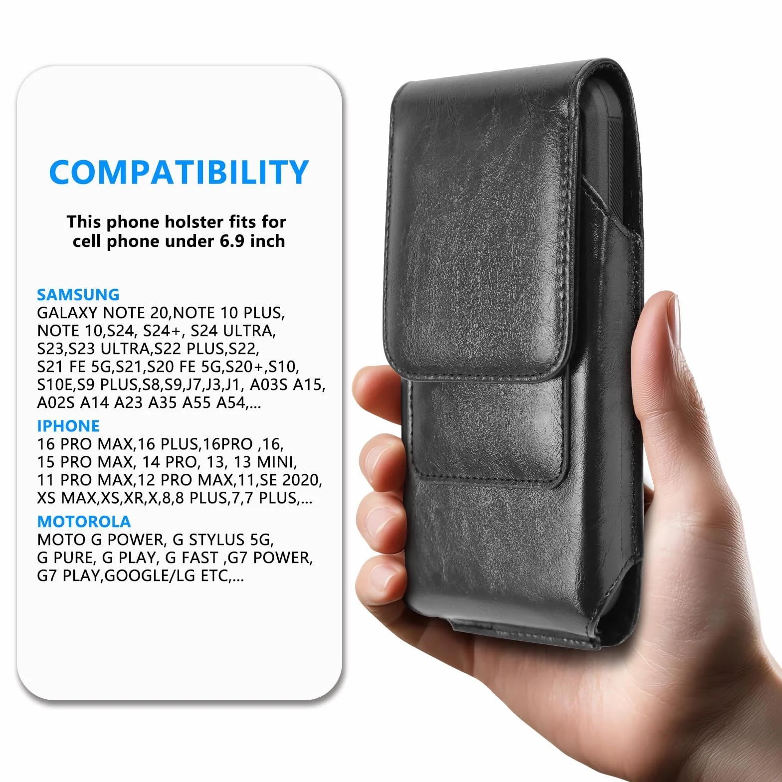 skórzana torba na telefon na pasek męska torba na pas telefonu torebka na pas dla iPhone 16 Pro Max 15 Pro Max 14 13 12 11 X & Samsung Galaxy S24 Ultra S23 S22 A15 A35 – torba na telefon męska