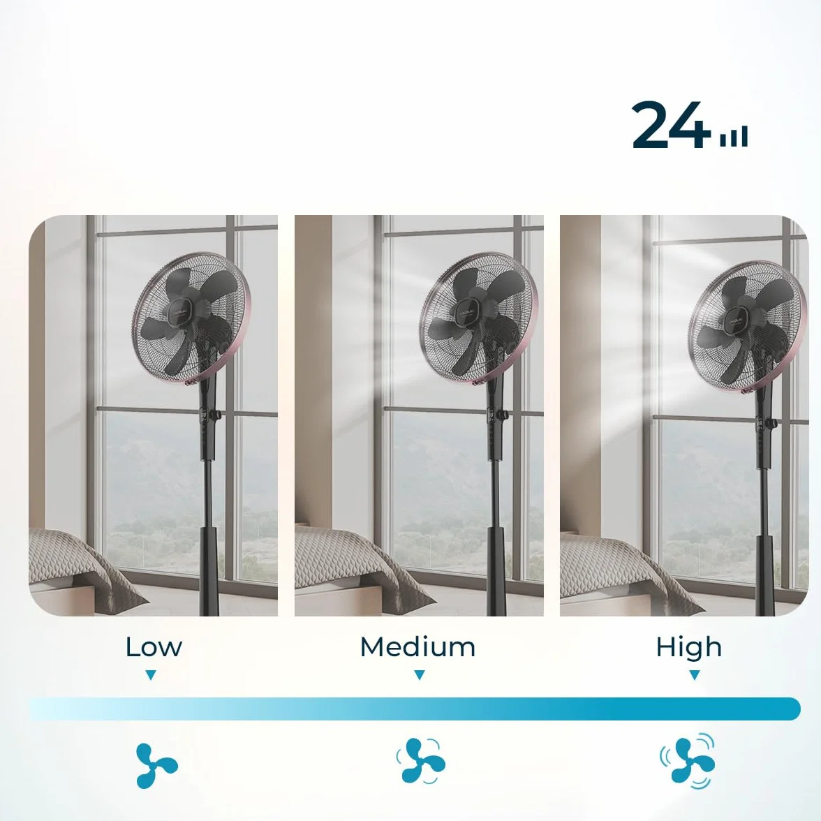 Cecotec Wentylator stojący EnergySilence 1040 SmartExtreme 16" 28 W DC 24 prędkości 3 tryby oscylacja regulacja wysokości