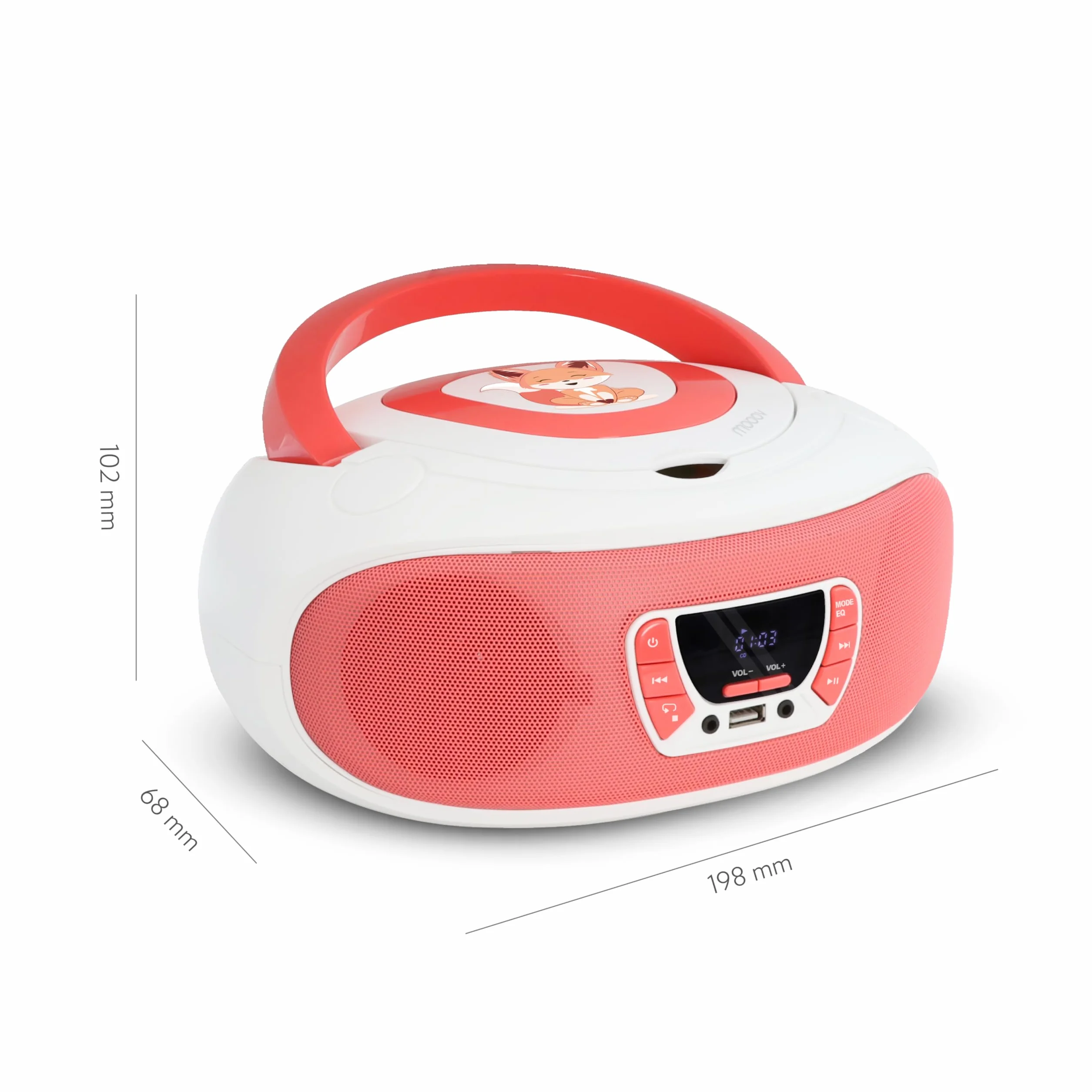 MOOOV 477409 Odtwarzacz CD Radio FM do karaoke z mikrofonem i efektami świetlnymi - funkcja bezprzewodowa BT