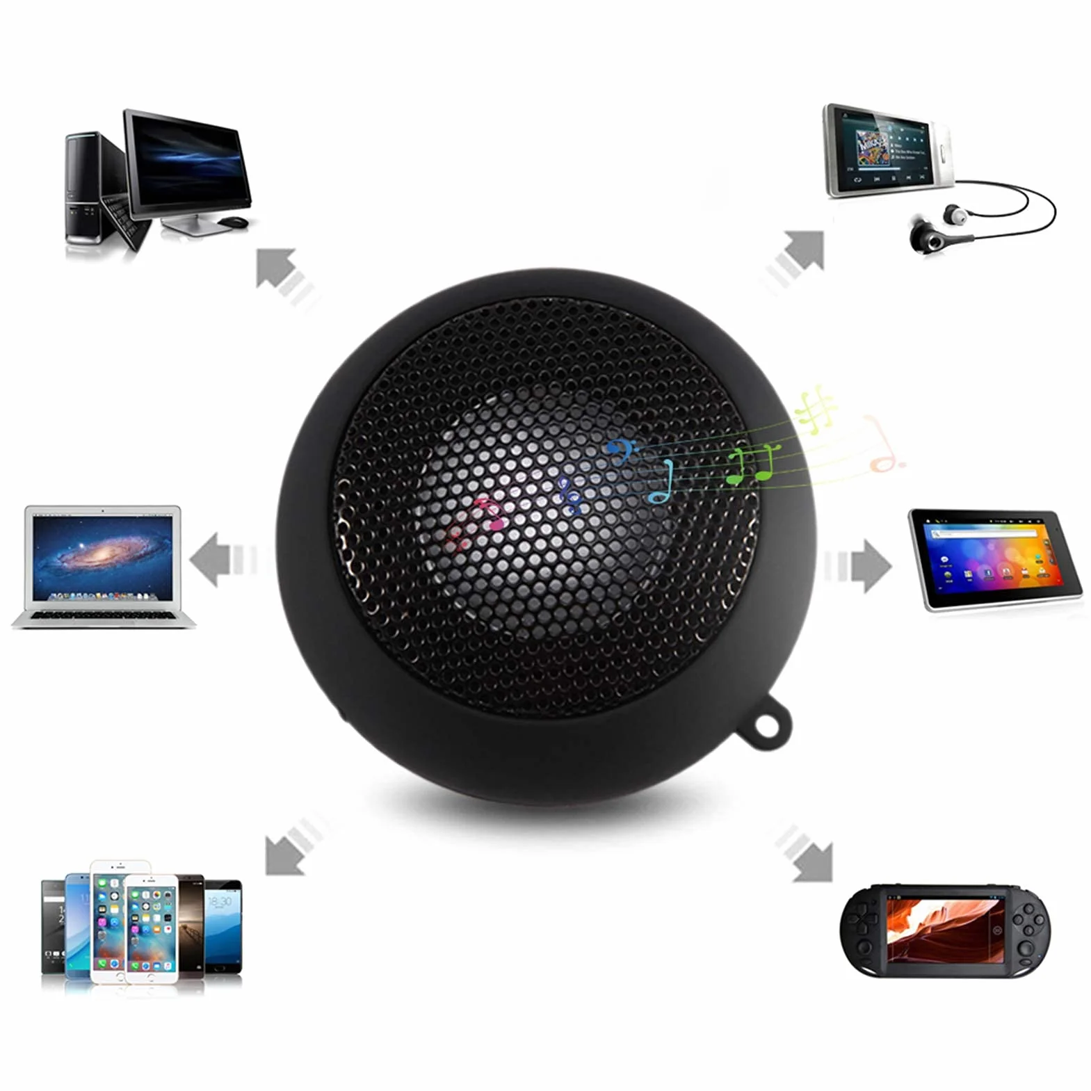 Mini Głośniki z Wtyczką Jack, Przenośny Mini Travel 3,5 Mm Głośnik do Telefonu Wbudowana Bateria do Telefonu Komórkowego MP3 PC, Głośniki z Możliwością ładowania do Telefonu(czarny)