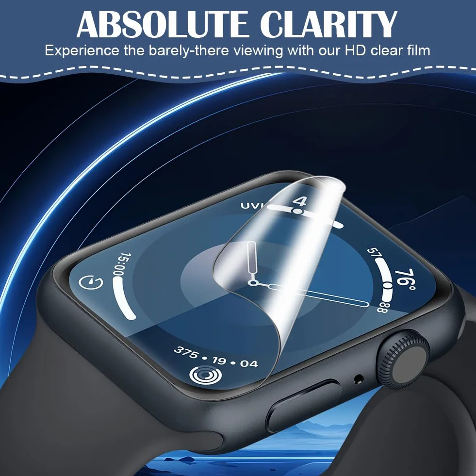 OFFCUP Ochraniacz Ekranu Apple Watch, 6-pak folii TPU do iWatch Series 9, 8, 7, 45 mm, odporna na zarysowania HD, przezroczysta, elastyczna, łatwa instalacja, bez pęcherzyków powietrza, 45 mm