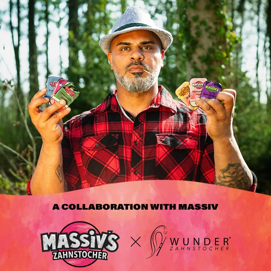 Massiv’s Toothpicks – Smakowe wykałaczki – Zestaw prezentowy 6 sztuk – Wykałaczki owocowe – Wegańskie, bez cukru – Edycja limitowana od rapera Massiv