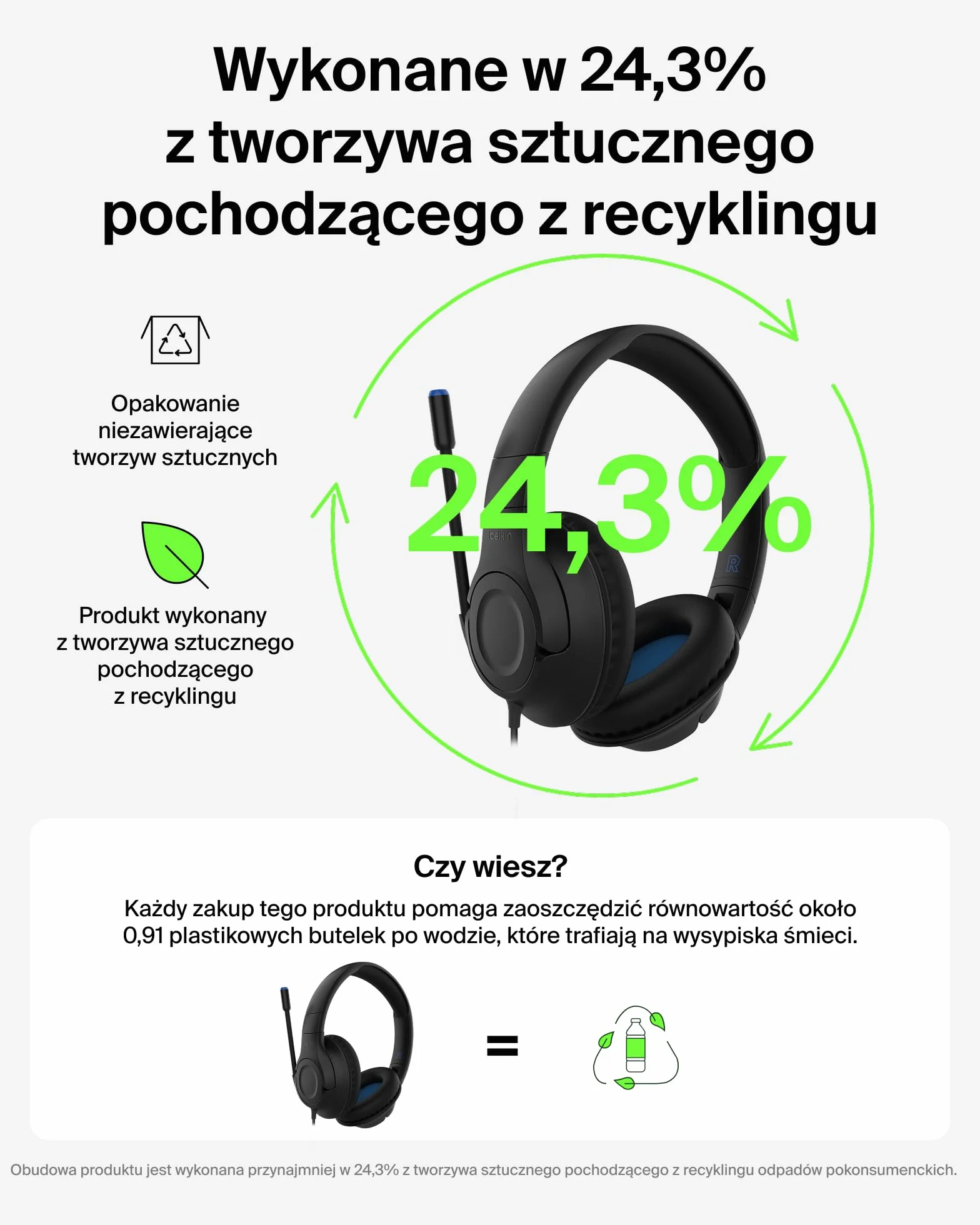 Belkin Gaming Inspire przewodowe słuchawki nauszne dla dzieci, przejściówka USB-C, mikrofon na wysięgniku, ograniczenie głośności 85 dB, zgodność z Nintendo Switch 2, idealne do podróży – czarne