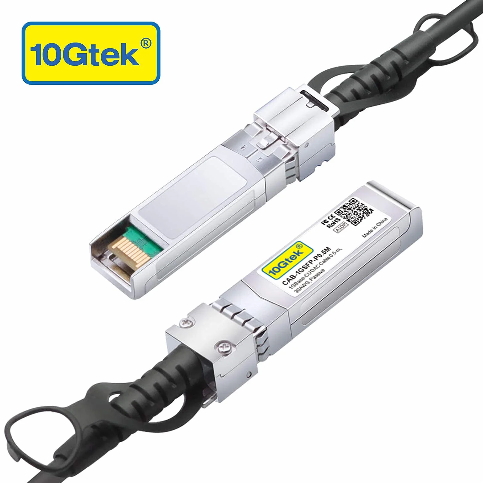 1.25G SFP DAC Twinax Cable 0.5-Meter(1.65ft), Passive, Compatible for Cisco SFP-1GBASE-CU0.5M, Ubiquiti UniFi, Netgear, D-Link, TP-LINK, Zyxel, QNAP NAS, Mikrotik and more