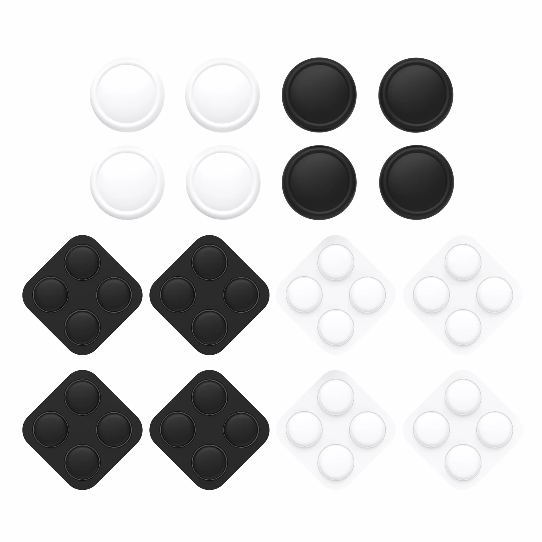 Playvital Osłony Przycisków z Nakładkami Joystick do Switch 2 Joycon,8 Szt. Nakładek na Przyciski & 8 Szt. Nakładek na Drążki Analogowe do Switch 2–Czarno & Biały