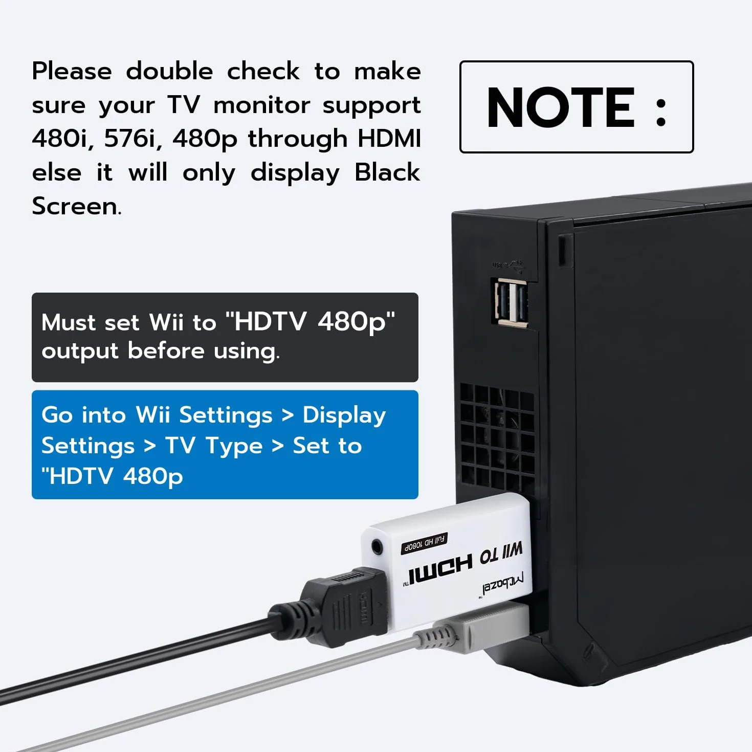 Adapter Wii HDMI, Mcbazel Wii na HDMI, konwerter adapterów wideo Full HD 1080P z audio 3,5 mm