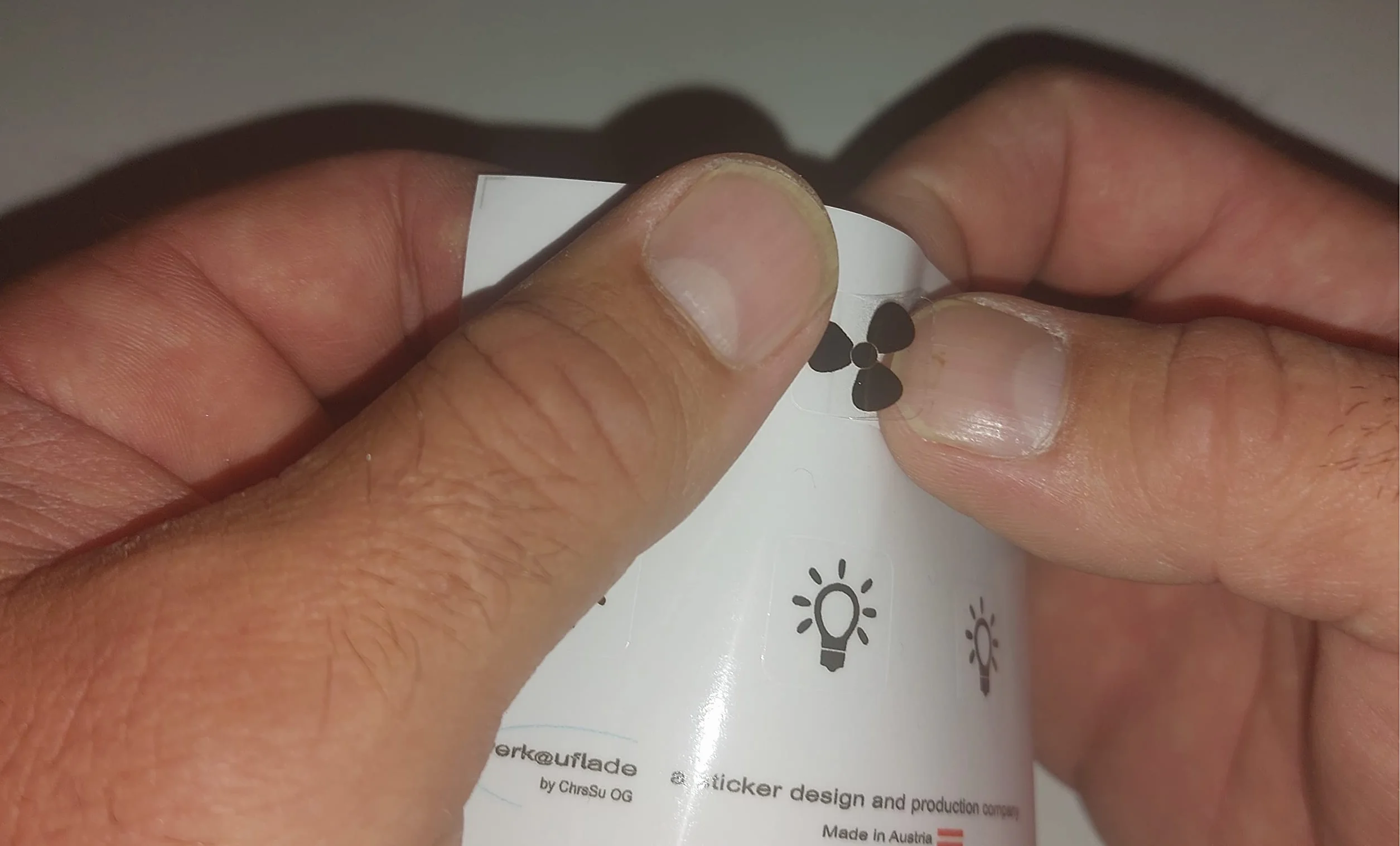 Zestaw naklejek na przełączniki 3 x wentylator 3 x świetlne RP16/1 10 mm