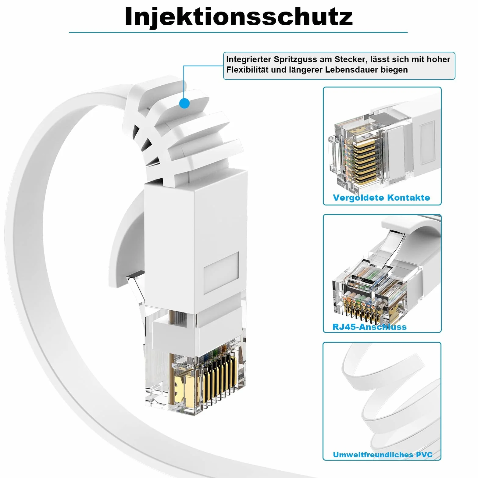 Ercielook Kabel LAN CAT6 High Speed 8 m kabel sieciowy z klipsami kablowymi – przedłużenie kabla do PS5/4 routera modemu TV Switch Laptop