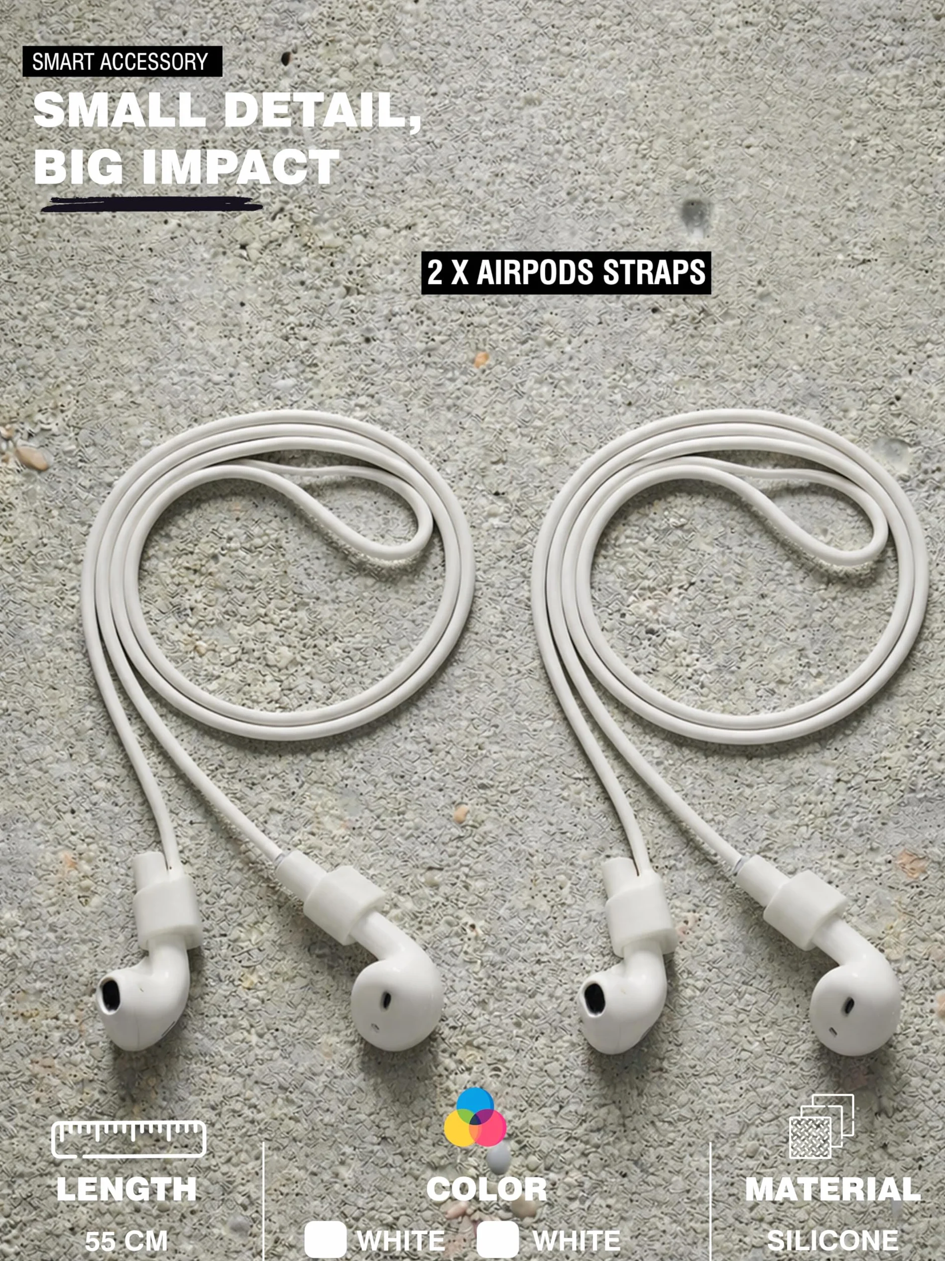 Rootful.® 2 x pasy mocujące do AirPods [niezawodny] do uprawiania sportu, podróży itp. Akcesoria do AirPods - Miękkie silikonowe paski
