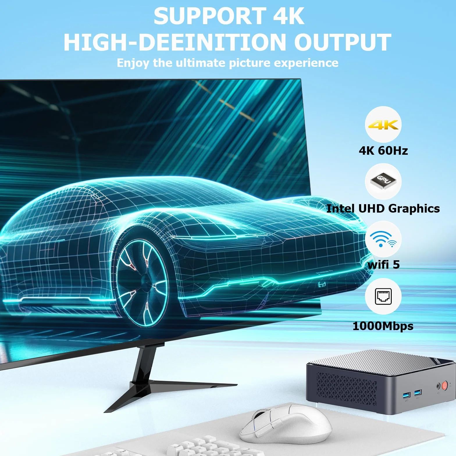 AWOW Mini PC Windows 11 Pro Gen12 N100 Quad Core 3,40 GHz, 16 GB DDR4 512 GB SSD mini komputer stacjonarny, Micro PC Dual Display HDMI DP 4K 60Hz RJ45 Gigabit Ethernet, WiFi5