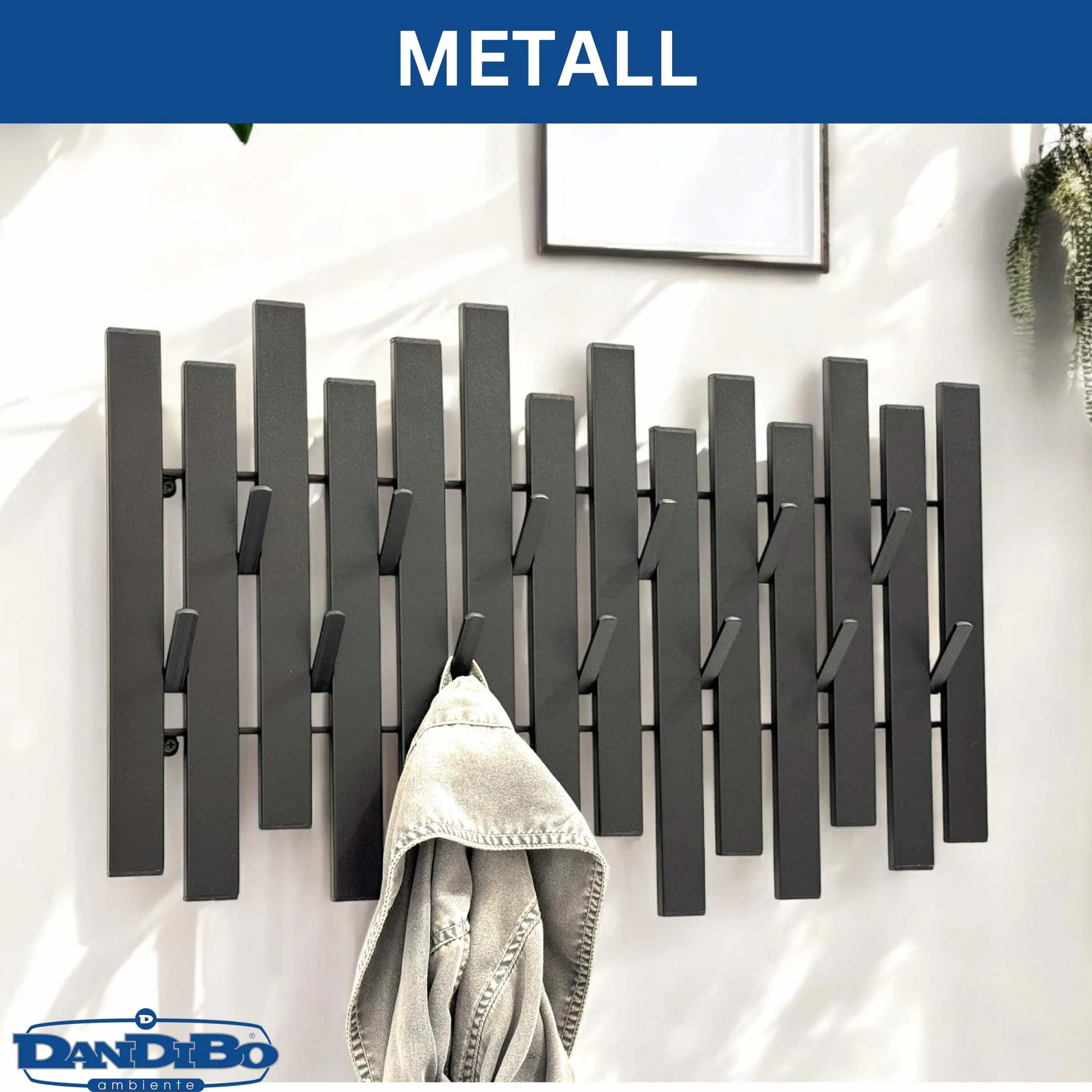 DanDiBo Wieszak ścienny Czarny Metal 96637 Szafa ścienna z hakami