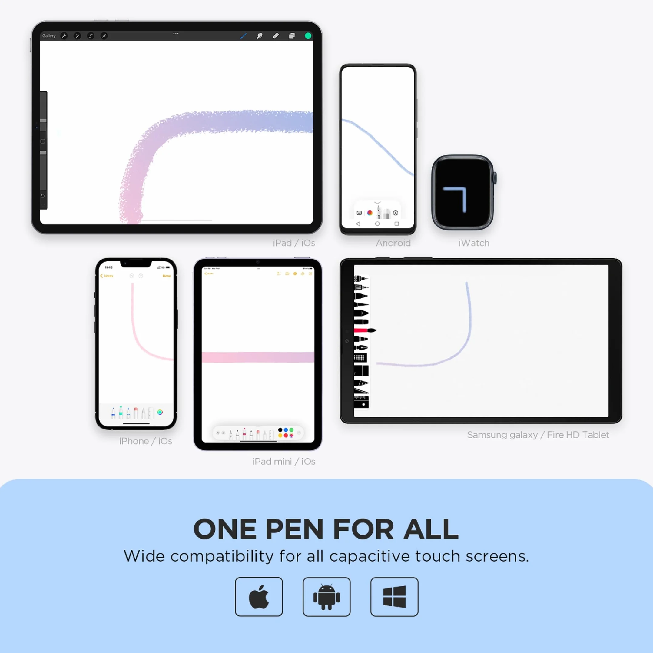 Rysik do iPad, Uniwersalny Pojemnościowy Dotykowy Pen Stylus Pencil kompatybilny z Wszystko Generacji Apple iPad Pro/Mini/Air/iPhone/Samsung/Galaxy Tab/Tablet Ekran/Tabletów/Tabletu