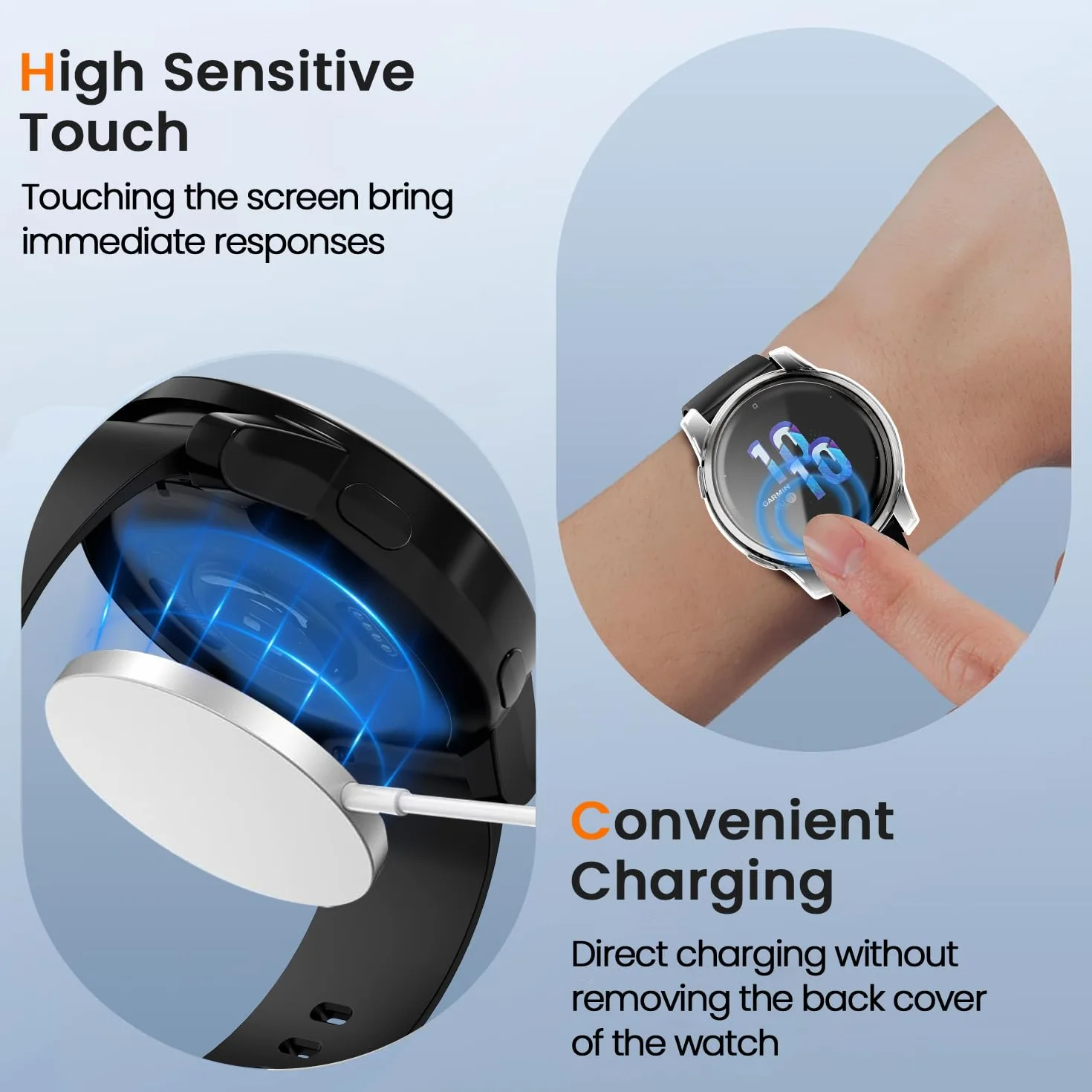 ivoler 3 sztuki etui z osłoną ekranu do Garmin Vivoactive 4 45 mm / Garmin Venu 2 45 mm, pełne etui ochronne z miękkiego TPU, cienkie, odporne na zarysowania etui (2 przezroczyste i 1 czarne)