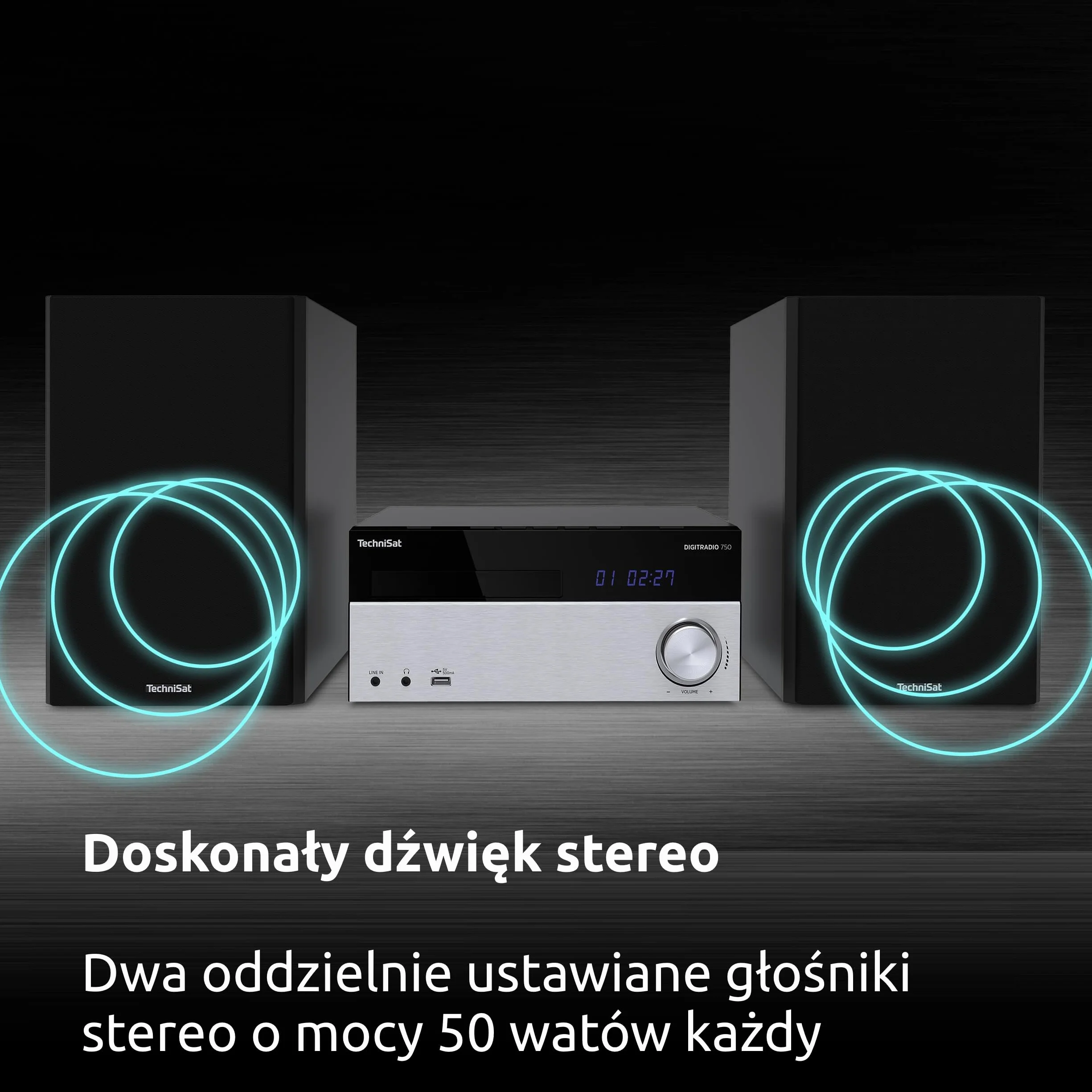 TechniSat DIGITRADIO 750 - Micro Audio System kompaktowy (DAB+, PLL FM, odtwarzacz CD, Bluetooth, AUX, gniazdo słuchawkowe, 100 W RMS)