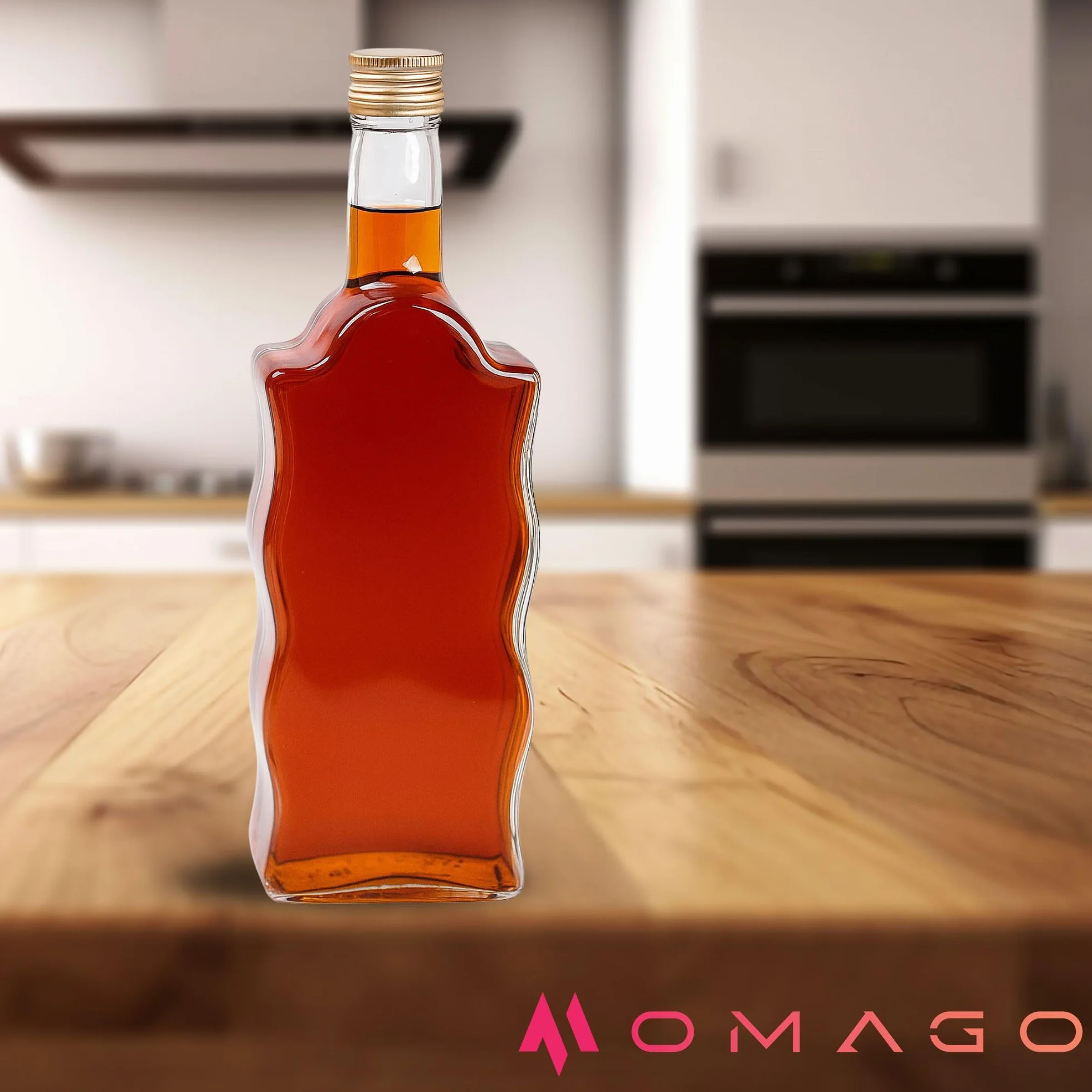 OMAGO® Zestaw 5 sztuk butelek, szklane butelki na soki, nalewki, wino, sznklane opakowanie z zakrętką, 5x, butelki, 0,5L, wysoka jakość