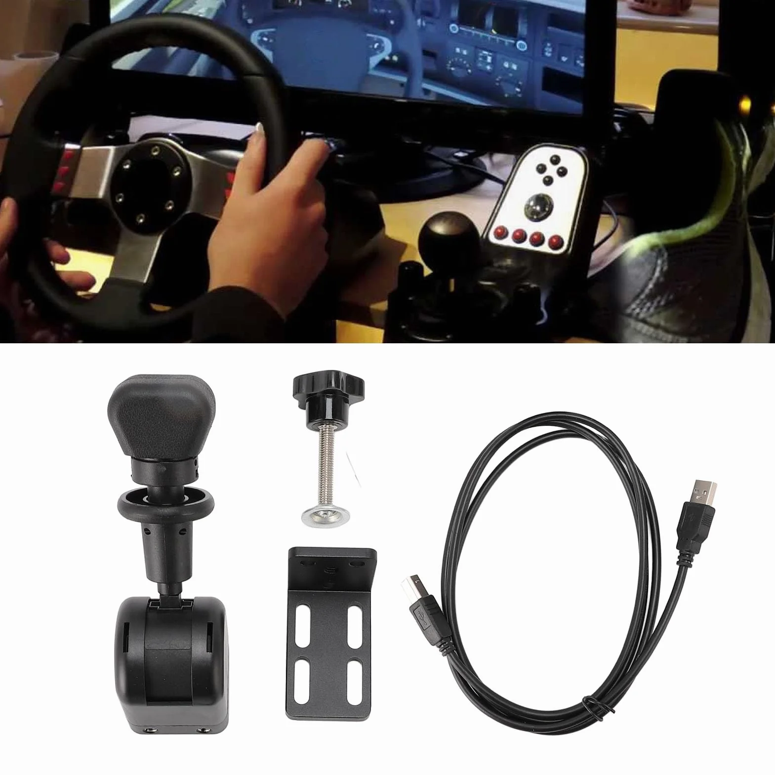 Hamulec Ręczny USB do Komputera, Aktualizacja do Gier Wyścigowych SIM Symulowany Hamulec Ręczny do G27 G29 G920 T300, Zawiera Zacisk, Kompatybilny z Euro Truck Simulator 2 i