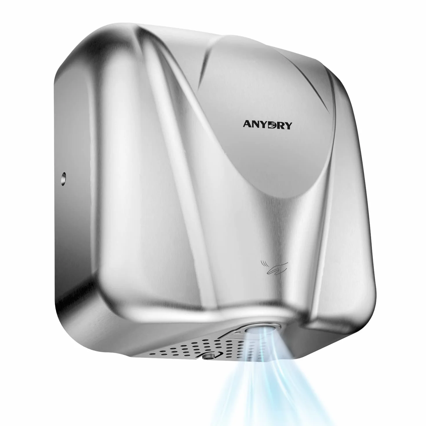 anydry 2812 Suszarka do rąk do użytku komercyjnego, elektryczny czujnik, stylowe wzornictwo, wykończenie ze stali nierdzewnej, szybkie suszenie, 7-10 sekund, 220 V-240 V, 1650 W.(Szczotkowana))