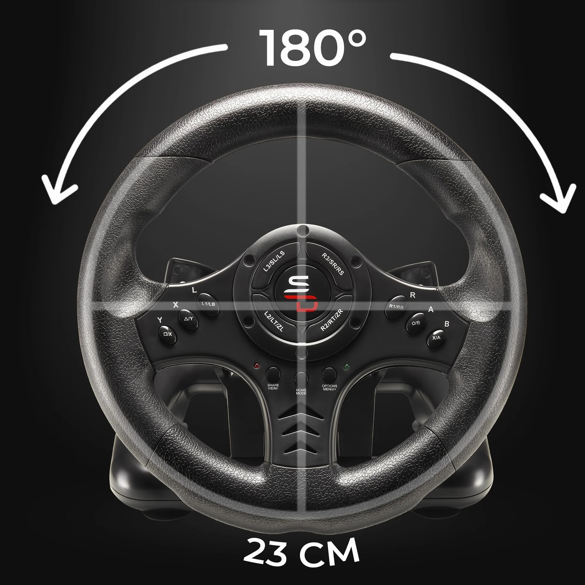 SUBSONIC Superdrive - kierownica wyścigowa SV450 Racing Wheel kierownica z pedałami, Shift & Vibration - Xbox X/Series, Switch, PS4, Xbox One, PC (programowalny do wszystkich gier), SA5426-NG