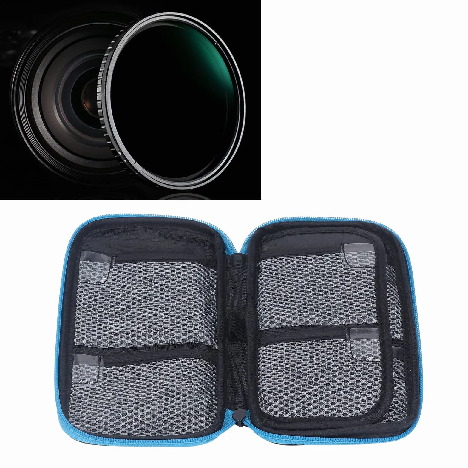 Etui na Filtr Obiektywu Aparatu, Futerał na Filtr Obiektywu na 4 Duże Kieszenie na Filtry Odporny na Kurz Filtr Odporny na Wstrząsy Futerał Ochronny Filtr Obiektywu Fotograficznego