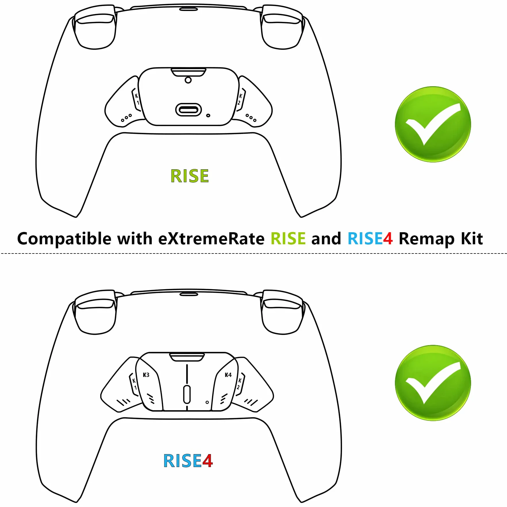 Czarny Wydajna Gumowana Rękojeść Przeprojektowana Back Shell dla ps5 Controller eXtremerate Rise & RISE4 Remap Kit - Controller & Rise Remap Board Nie Są Wliczone W Cenę