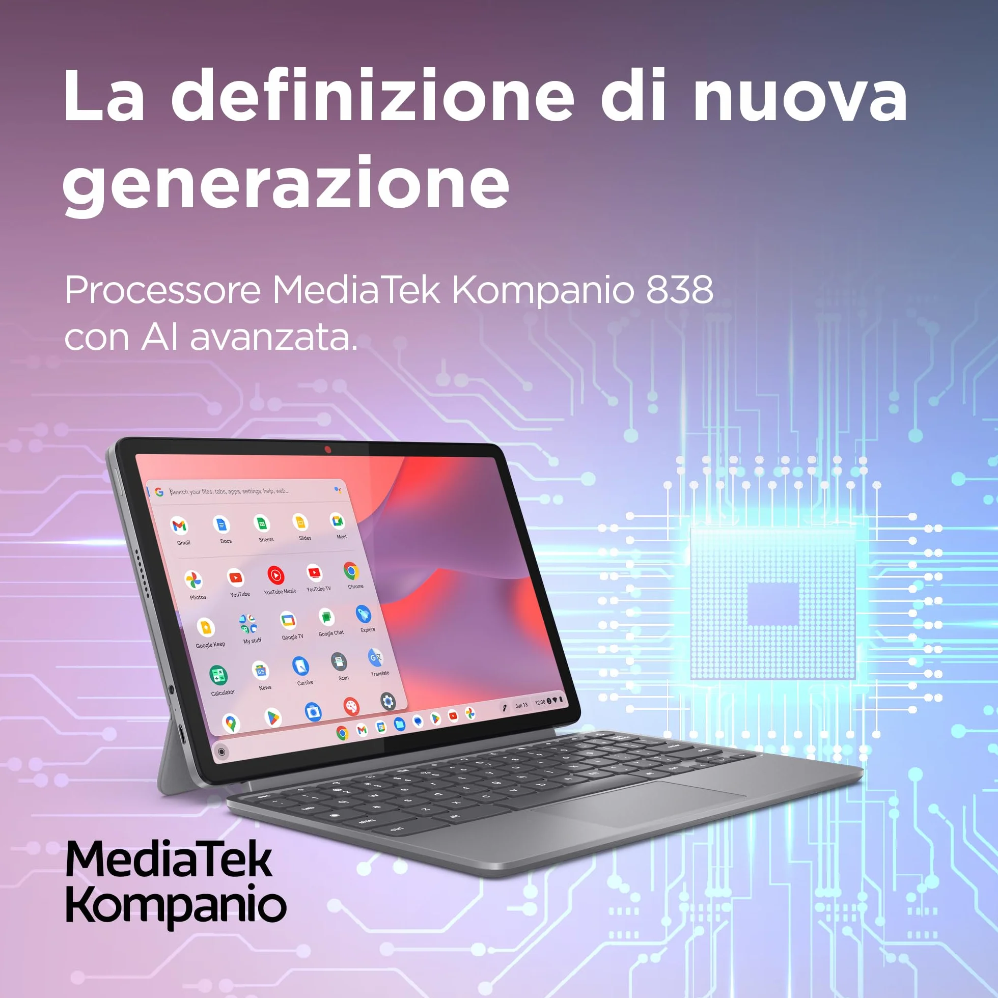 Lenovo Duet Chromebook 11" FHD+ (1920 x 1200), MediaTek Kompanio 838, RAM 8 GB, pamięć 128 GB, ekran dotykowy, chromowany system operacyjny, stojak i klawiatura w zestawie - szary księżyc