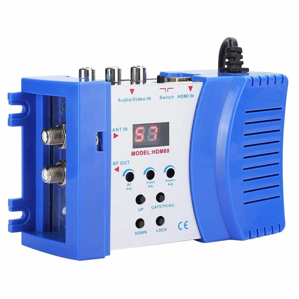 Profesjonalny modulator cyfrowy HDM69 Modulator RF HDMI Konwerter AV RF PAL Standardowy modulator NTSC VHF UHF Częstotliwość robocza dla odbiornika satelitarnego (wtyczka EU 100-240 V)