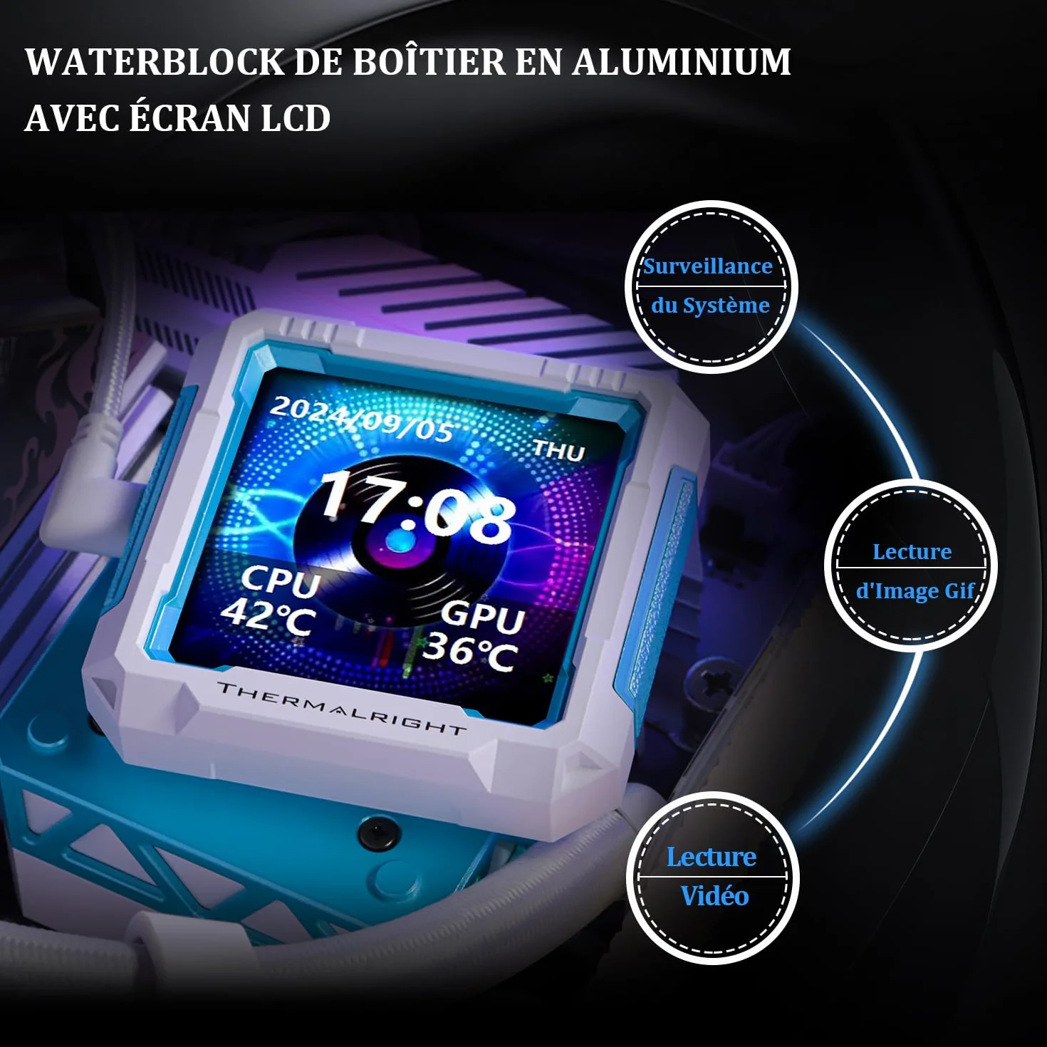 TR FW PRO 360 ARGB AIO Cooler, IPS LCD IPS o rozdzielczości 320 x 320, do AM5 i Intel 1700/1851, wysoka wydajność, chłodzona wodą ze zdejmowanym wyświetlaczem 2,73"