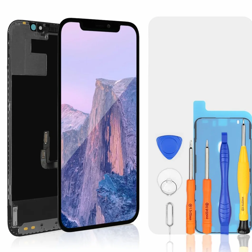 bokman Zestaw naprawczy do iPhone 12/iPhone 12 Pro, wyświetlacz LCD, czarny, pasujący profesjonalny zestaw narzędzi w zestawie