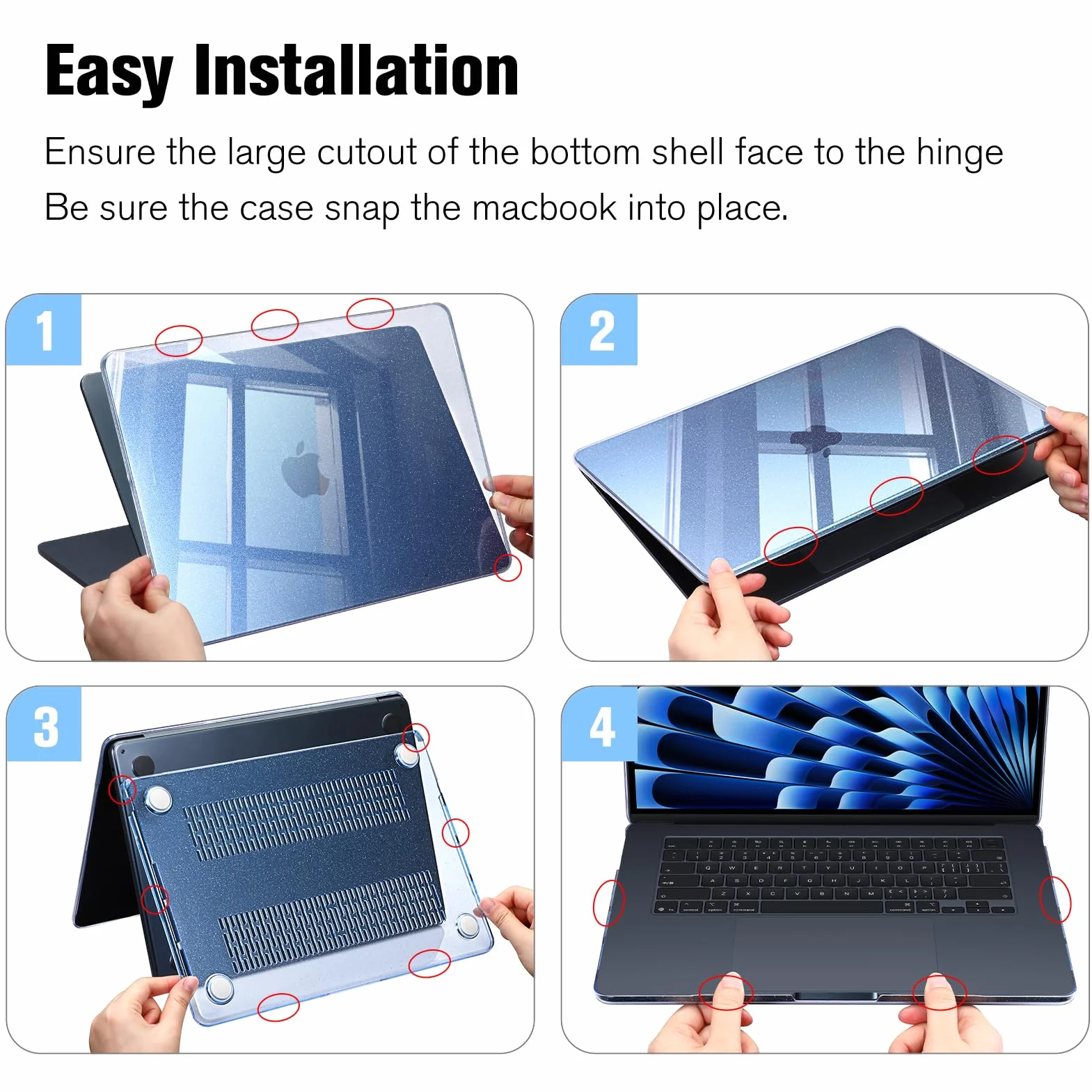 Fintie Etui kompatybilne z MacBook Air 15 cali M4 M3 M2 A3241 A3114 A2941 (2025-2023), ultracienkie, twarde etui ochronne, Snap Case kompatybilne z MacBook Air 15" Retina, (perłowo-niebieskie)