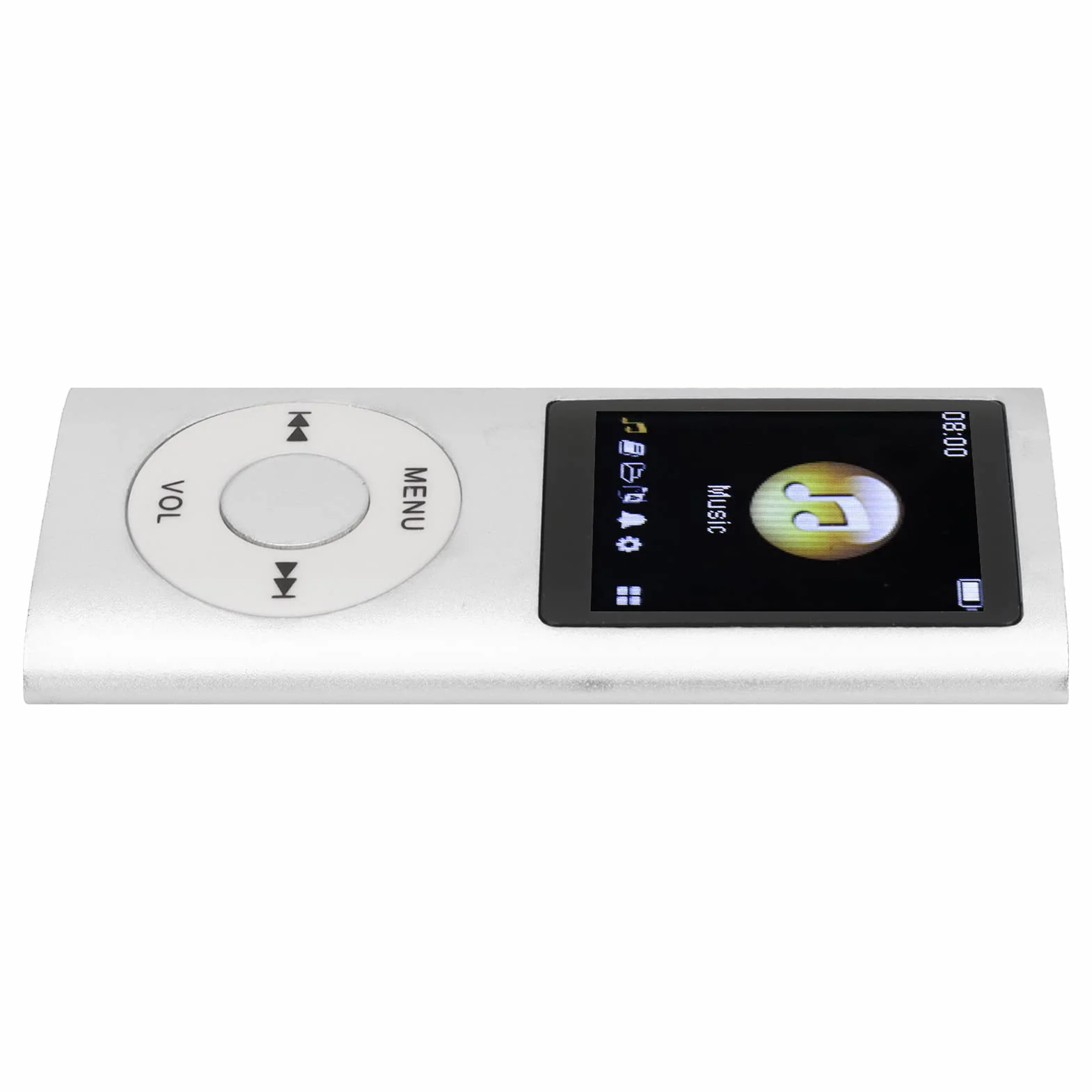 Odtwarzacz MP3/MP4, Przenośny Odtwarzacz Muzyki ze Słuchawkami, Ekran HD 1.8 Cala, Obsługa Karty Pamięci do 64 GB, Czas Odtwarzania 8H, Super Lekka Metalowa Obudowa(Srebro)