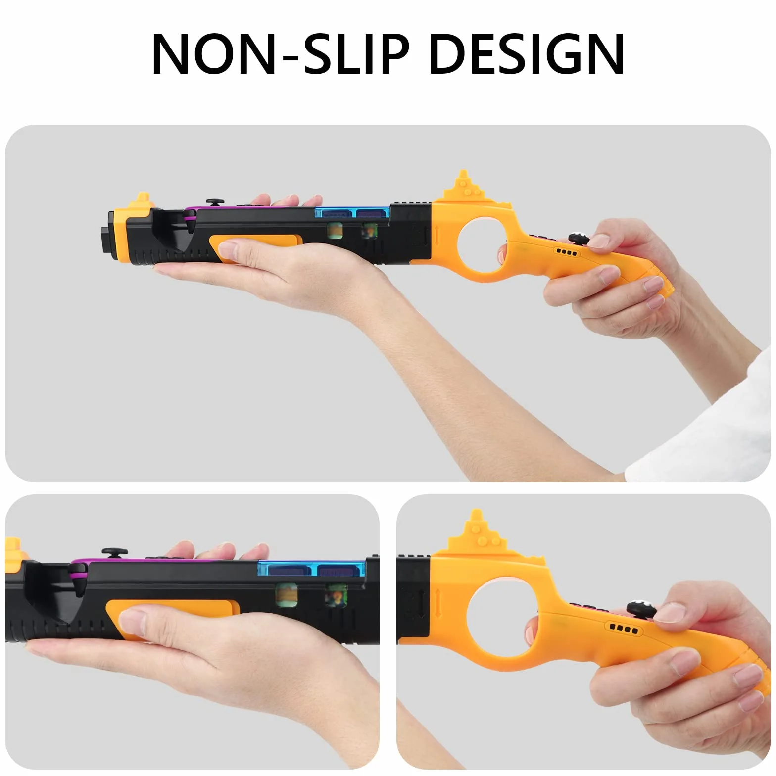 Geekria Kontroler pistoletu do gier kompatybilny z przełącznikiem Nintendo/OLED Joy-Cons Gun Shooting Akcesoria do gier, kompatybilny z Splatoon 3, z miejscem na karty do gry (czarny brąz)