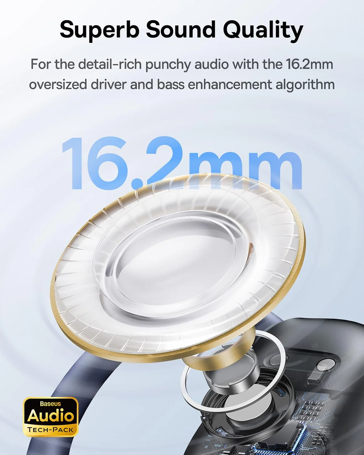 Baseus Eli Sport 1 słuchawki douszne z otwartymi uszami, Bluetooth, kierunkowa akustyka, mocny bas, ultralekkie, wodoszczelność IPX4, mikrofon ENC, bezprzewodowe słuchawki Bluetooth 5.3 do biegania,