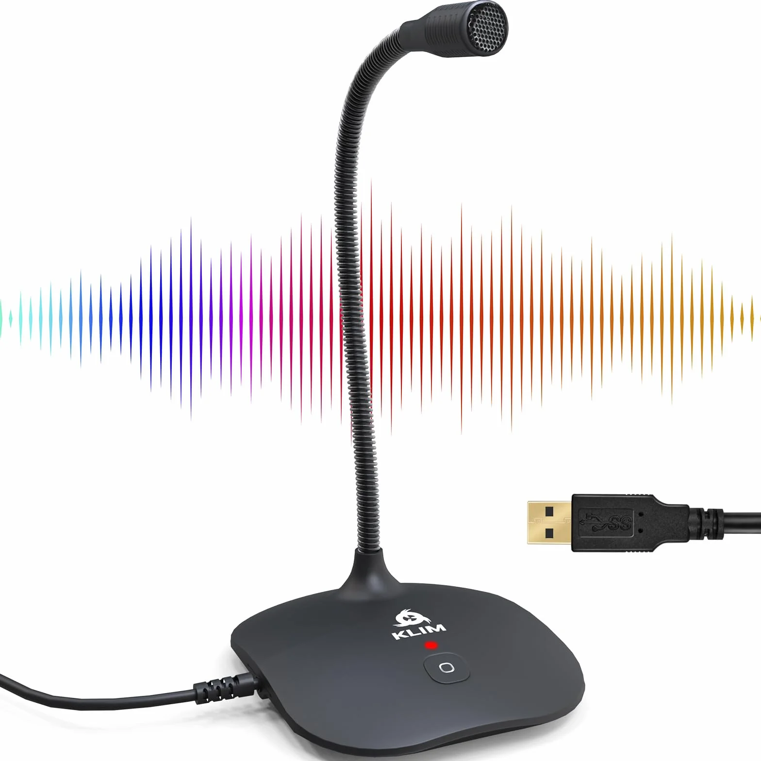 KLIM Talk USB – mikrofon stojący do komputera PC i Mac – kompatybilny z każdym komputerem – profesjonalny mikrofon USB, High Definition Audio USB 2024, czarny