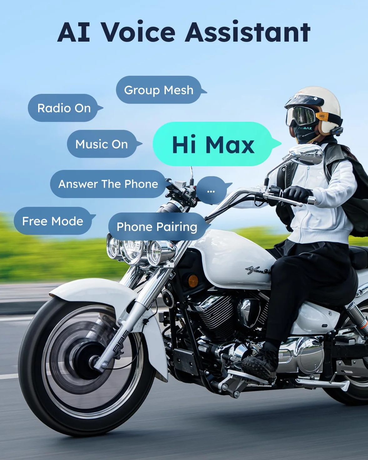 ASMAX S1 Interkom motocyklowym, komunikacja Bluetooth ze sterowaniem głosem, domofon Mesh dla 8 pilotów, szybkie ładowanie/uniwersalne/redukcja szumów, wodoodporność IP67 (szary-dwa)