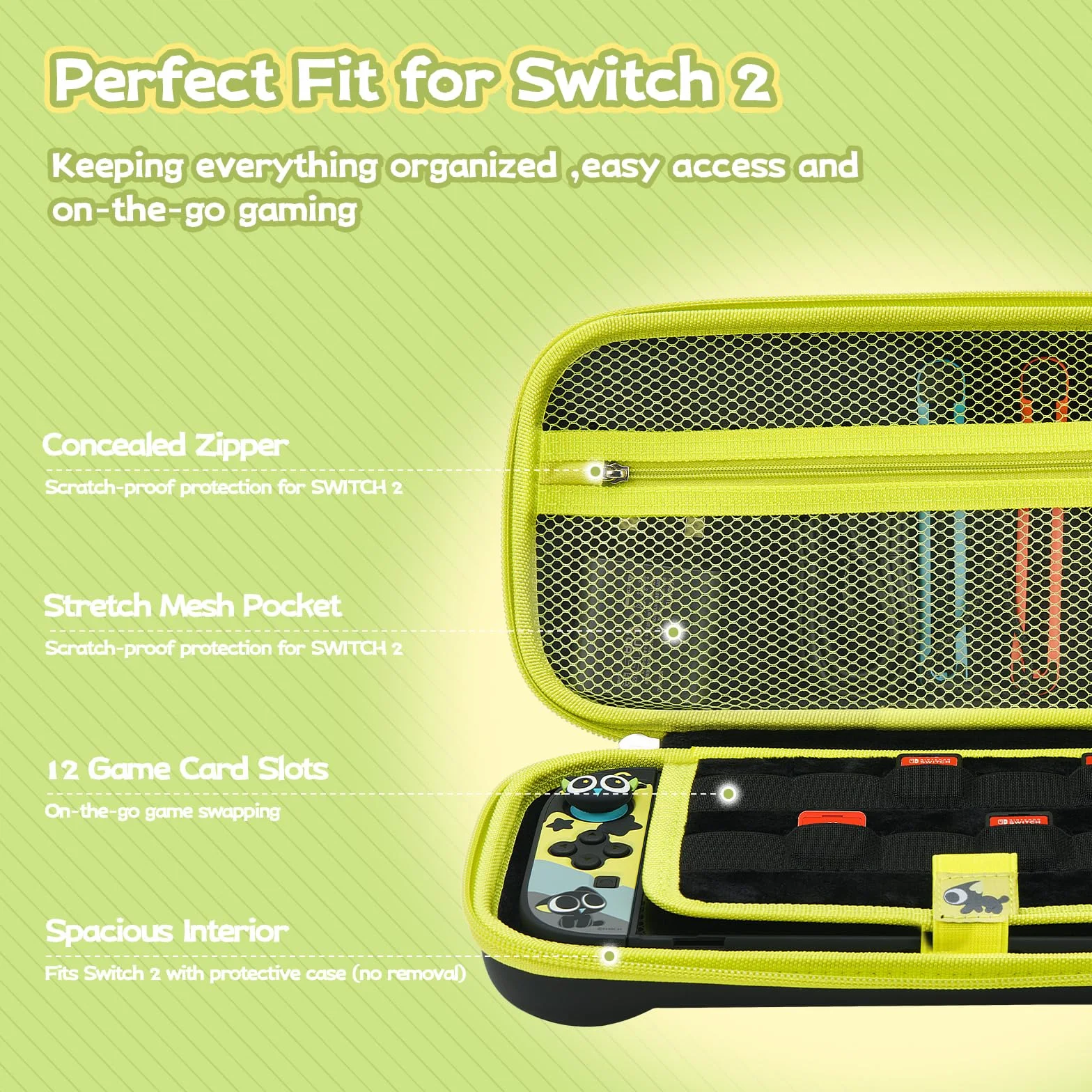 GeekShare Torby o dużej pojemności do Switch 2 (2025), twarda torba do przenoszenia, etui ochronne z miejscem do przechowywania gier, konsoli i akcesoriów (Luo Xiaohei)