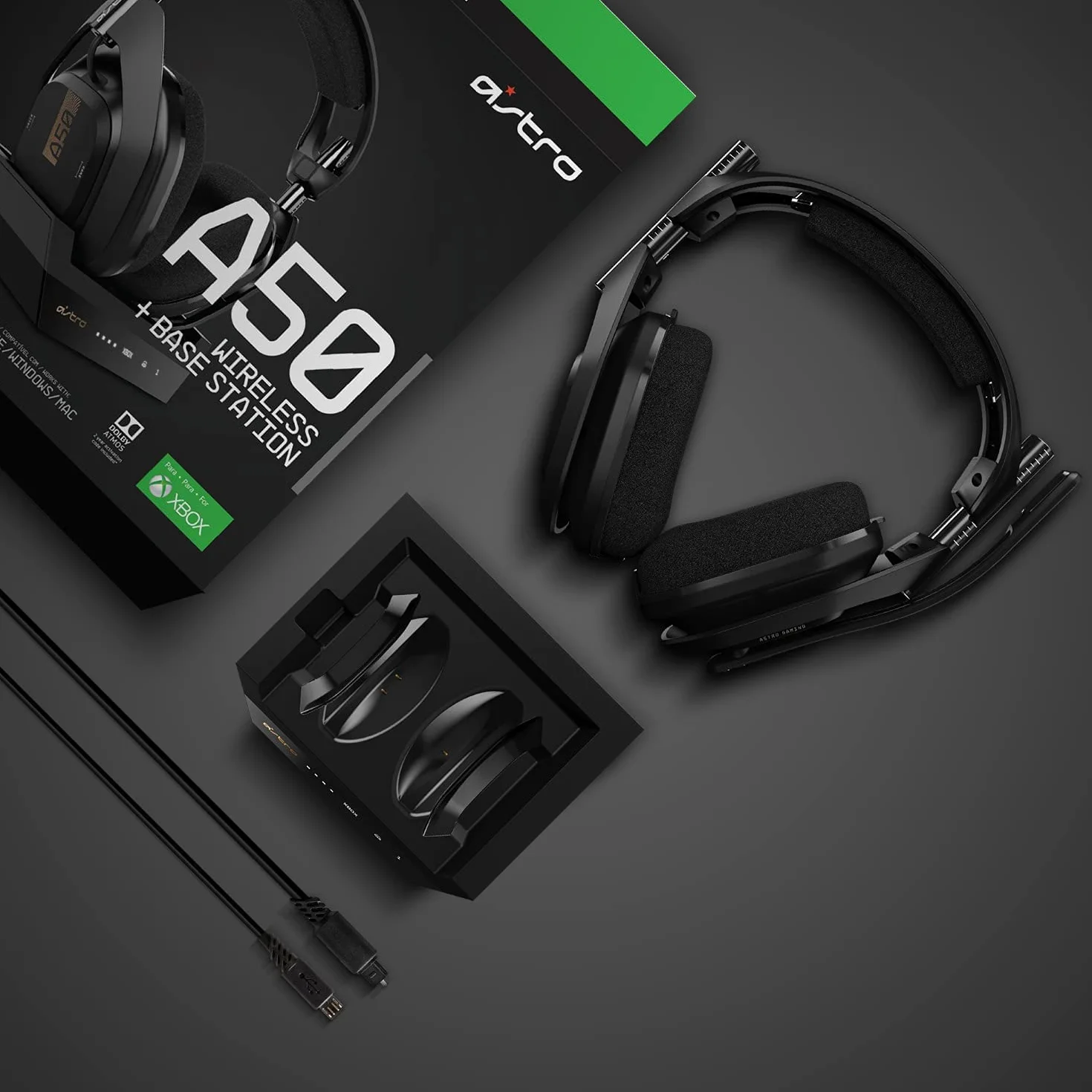 ASTRO Gaming A50 Bezprzewodowy zestaw słuchawkowy + stacja bazowa do ładowania, kontrola równowagi głosu i gry, łączność bezprzewodowa 2,4 GHz, zasięg 15m, Xbox Series X|S, Xbox One, PC i Mac - Czarny
