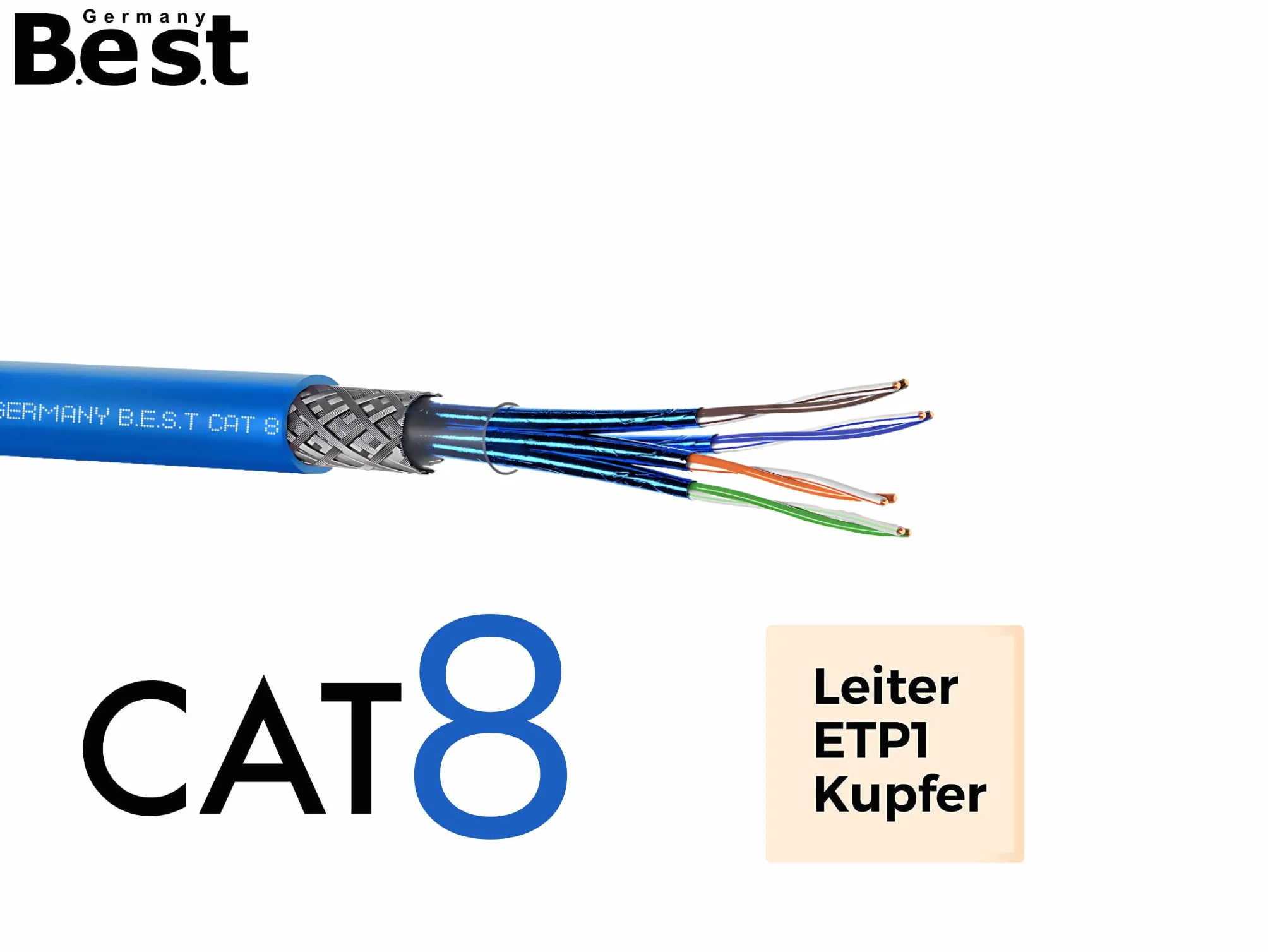 Kabel sieciowy 100 m CAT 8 kabel sieciowy miedziany kabel LAN kabel Ethernet S/FTP 40 Gbit/s Kat 8 czysta miedź kabel do transmisji danych PoE++ LSZH kabel danych Simplex