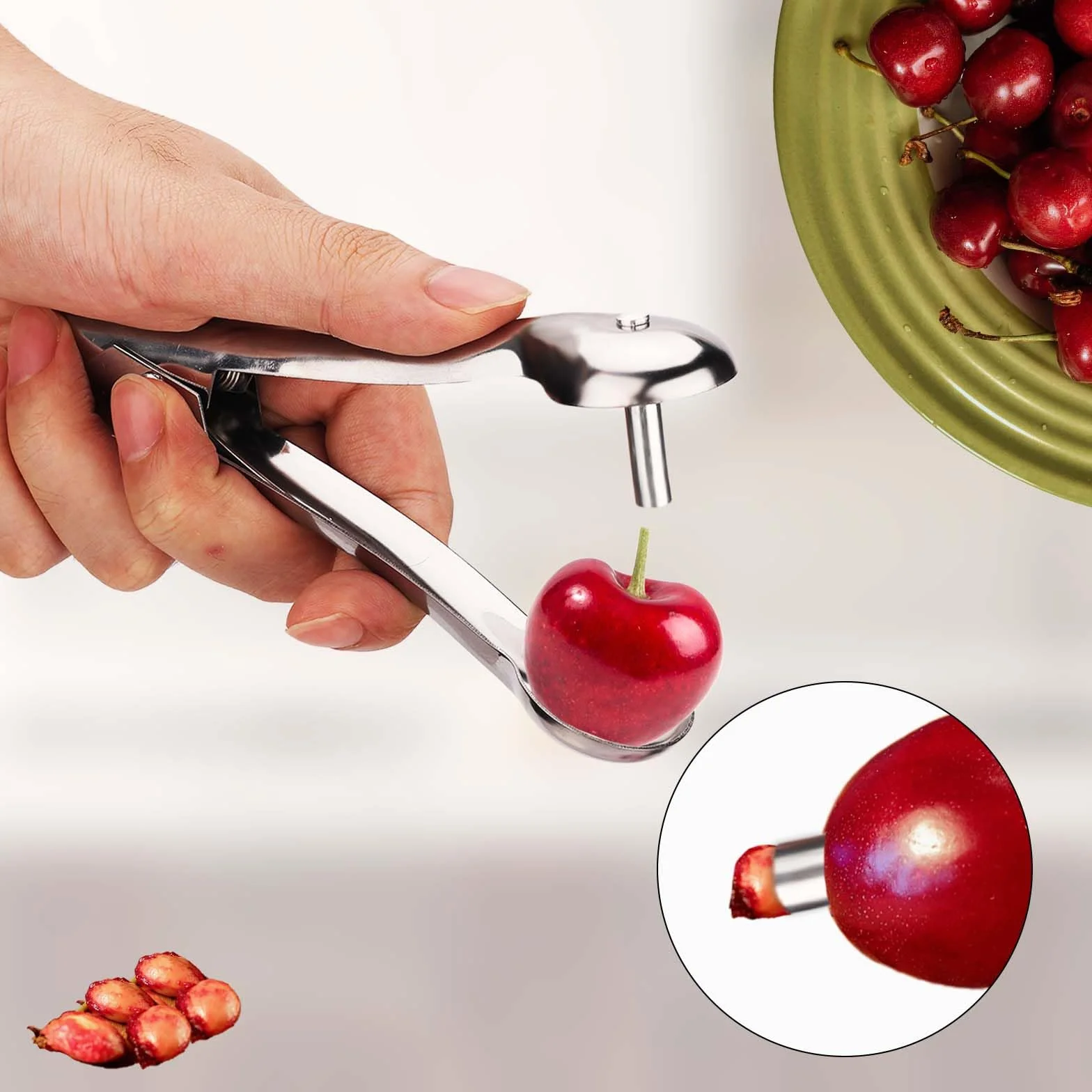 Cherry Pitter Stal Nierdzewna Srodek do Usuwania Pestek Wisni Przenosny Cherry Corer Pitting Tool 2szt