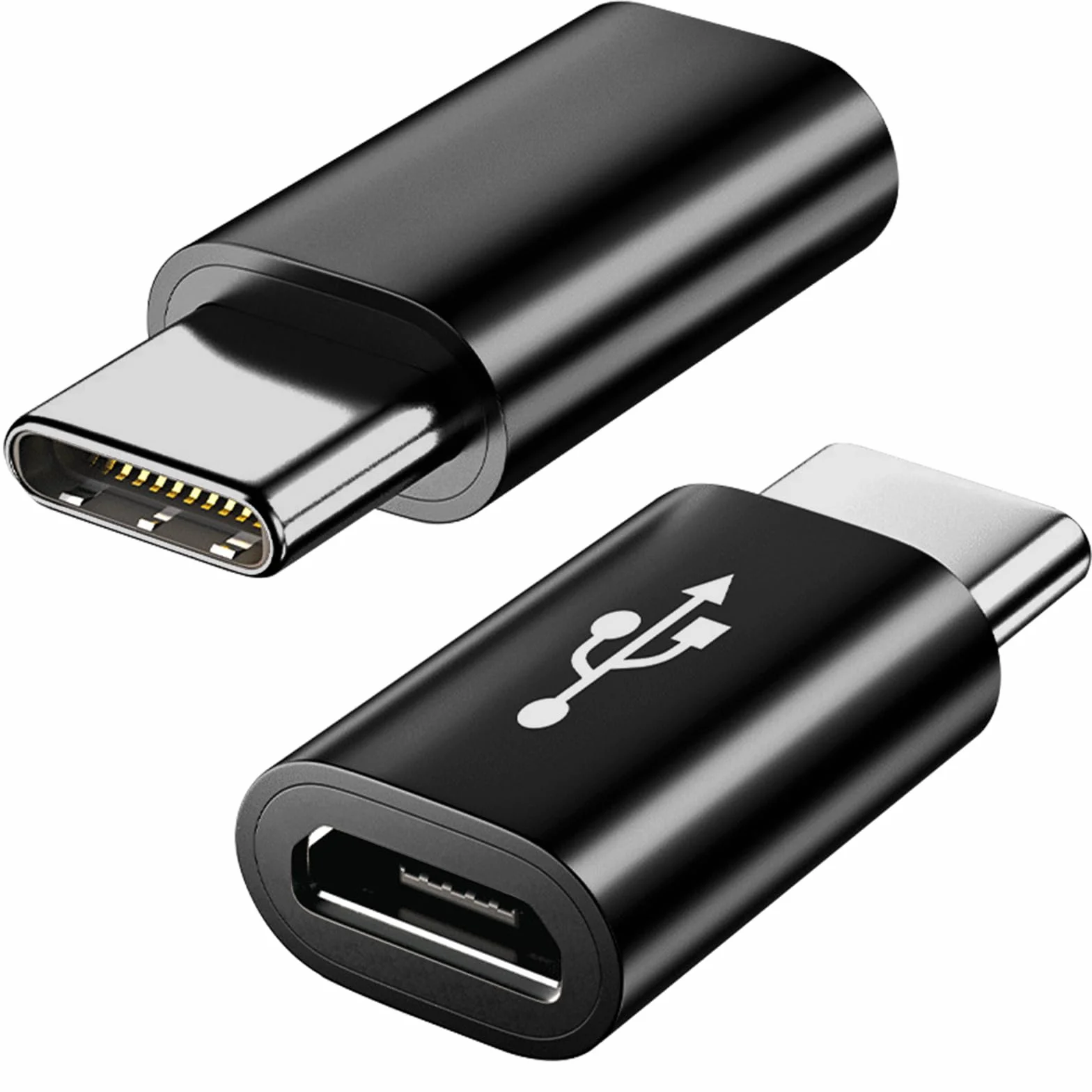 Adapter micro USB na USB C, 2 sztuki, USB typu C męski na micro USB żeński adapter USB C kompatybilny z Samsung Galaxy, Huawei, telefonami typu C, tabletami i innymi (czarny)