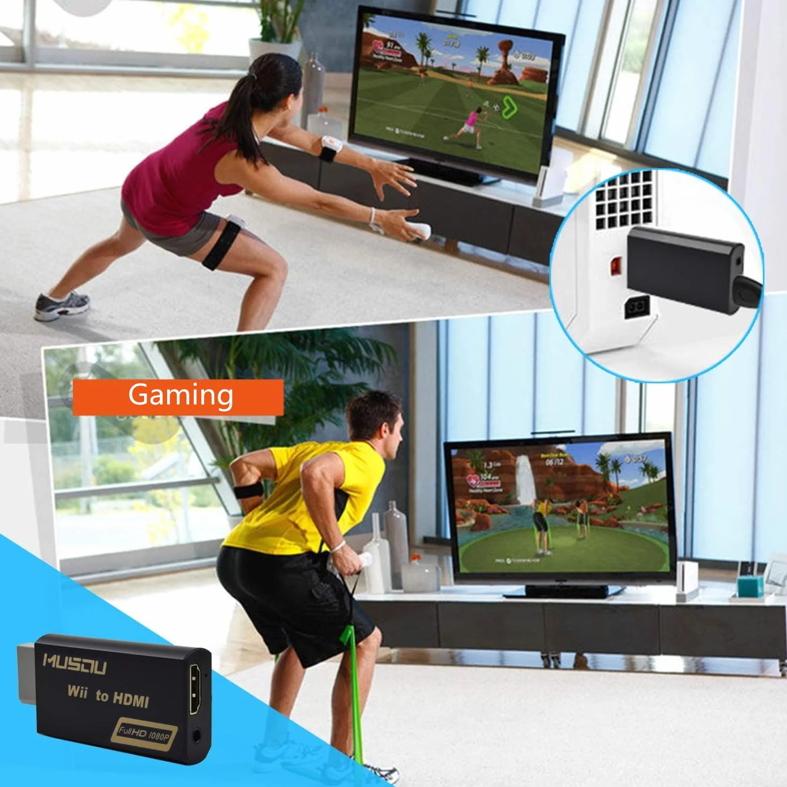 Musou Adapter Wii na HDMI 1080P/720P HD Konwerter z 3,5 mm Wyjście Audio Stereo do Nintendo HDTV