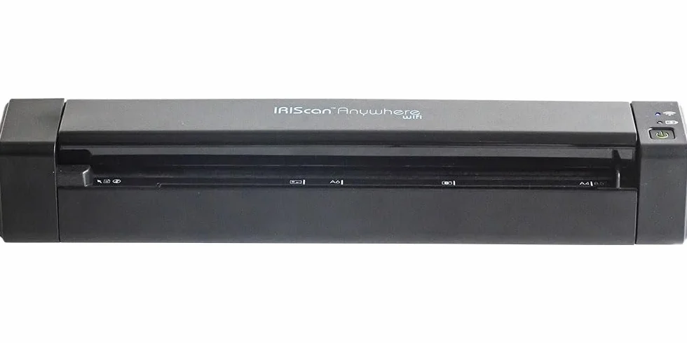 IRIScan Anywhere skaner dokumentów i bateria, przenośny edytor WiFi v6: 15PPM Simplex PDF, Simplex, zasilanie USB, do Word, PDF, XLS, wizytówki do Outlook, skaner zdjęć, WinMac