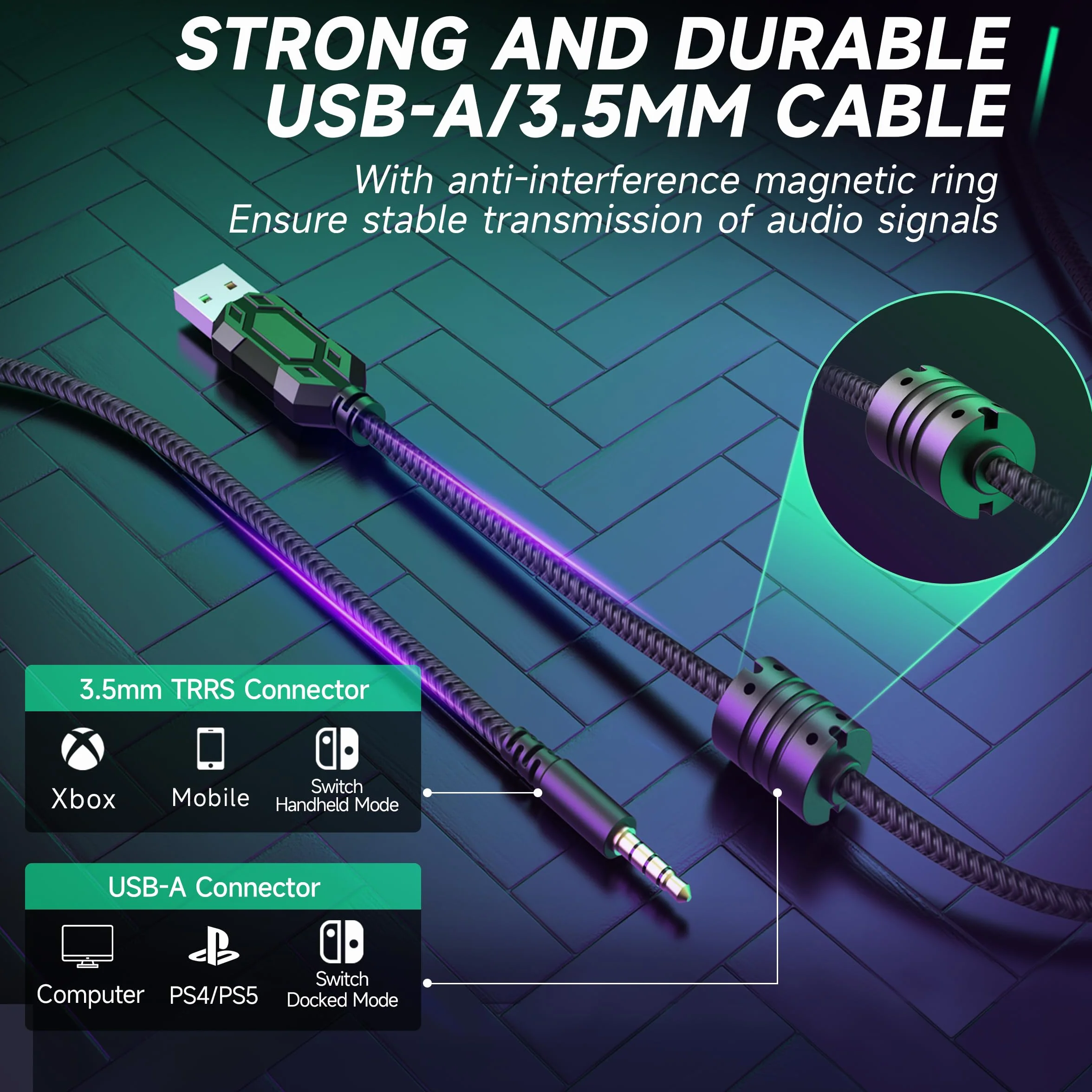 FIFINE Zestaw słuchawkowy gamingowy z mikrofonem, słuchawki nauszne z kablem, zestaw słuchawkowy USB do PC PS4 PS5 Xbox Switch, słuchawki RGB z dźwiękiem przestrzennym 7.1 i nausznikami