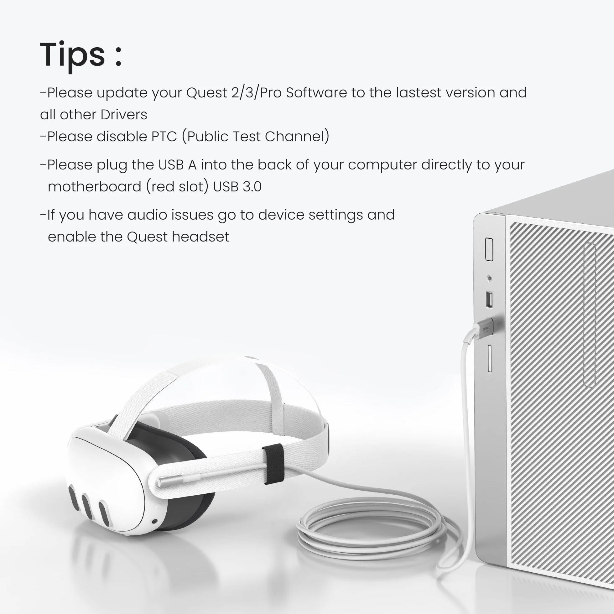 KIWI design Kabel łączący 487 cm, kompatybilny z akcesoriami Oculus/Meta Quest 3S i Quest 3/2/Pro/Pico 4, kabel USB 3.0 do USB C, z super prędkością 5 Gb/s